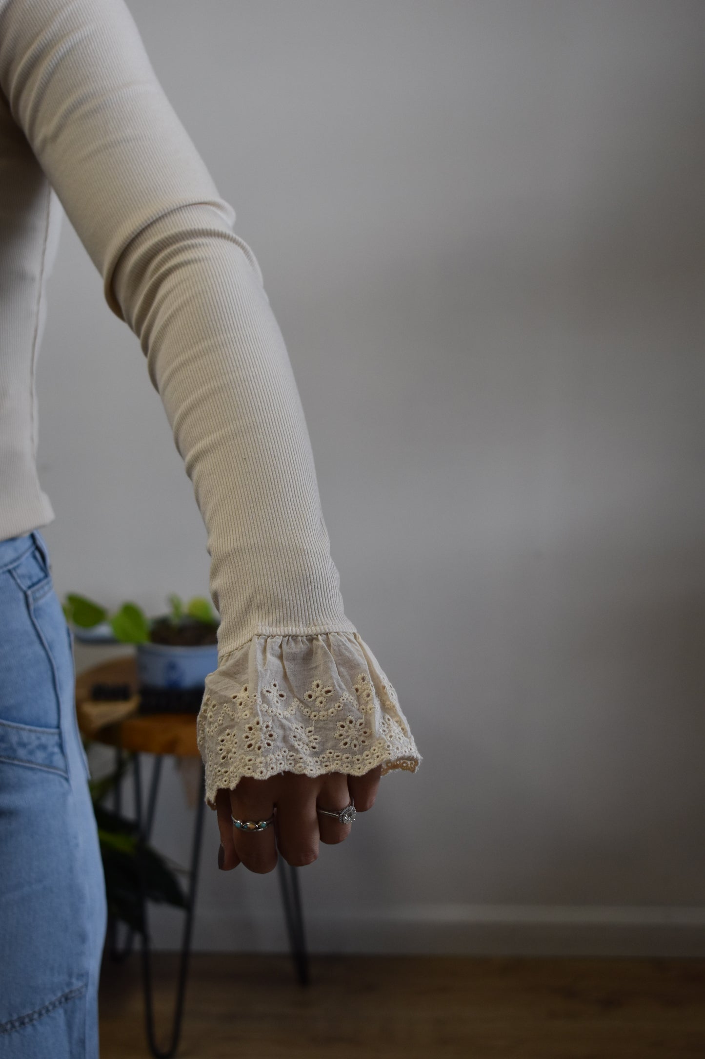 Lace Cuff Long Sleeve Top