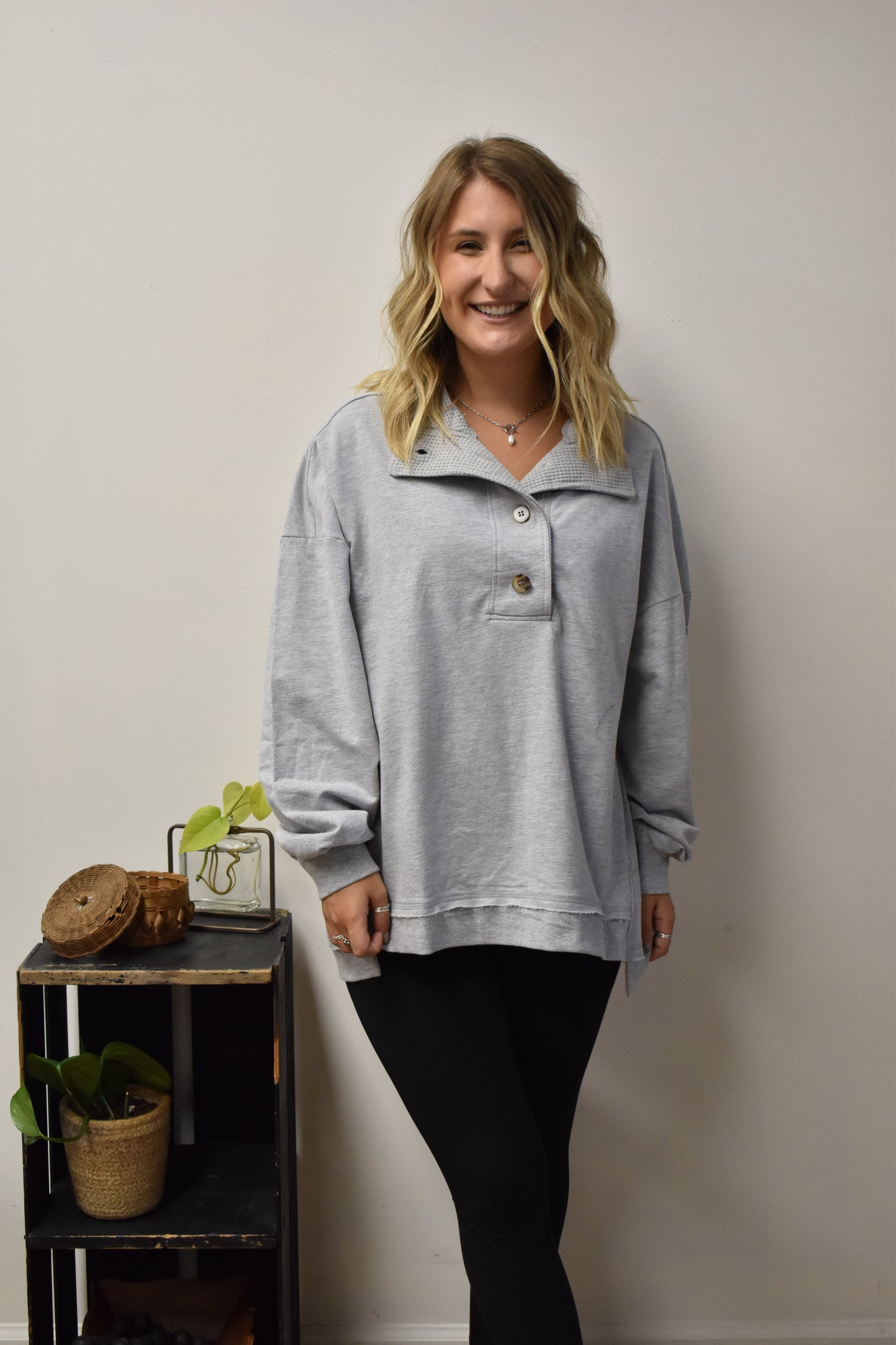 Mineral Washed Pullover: Gray