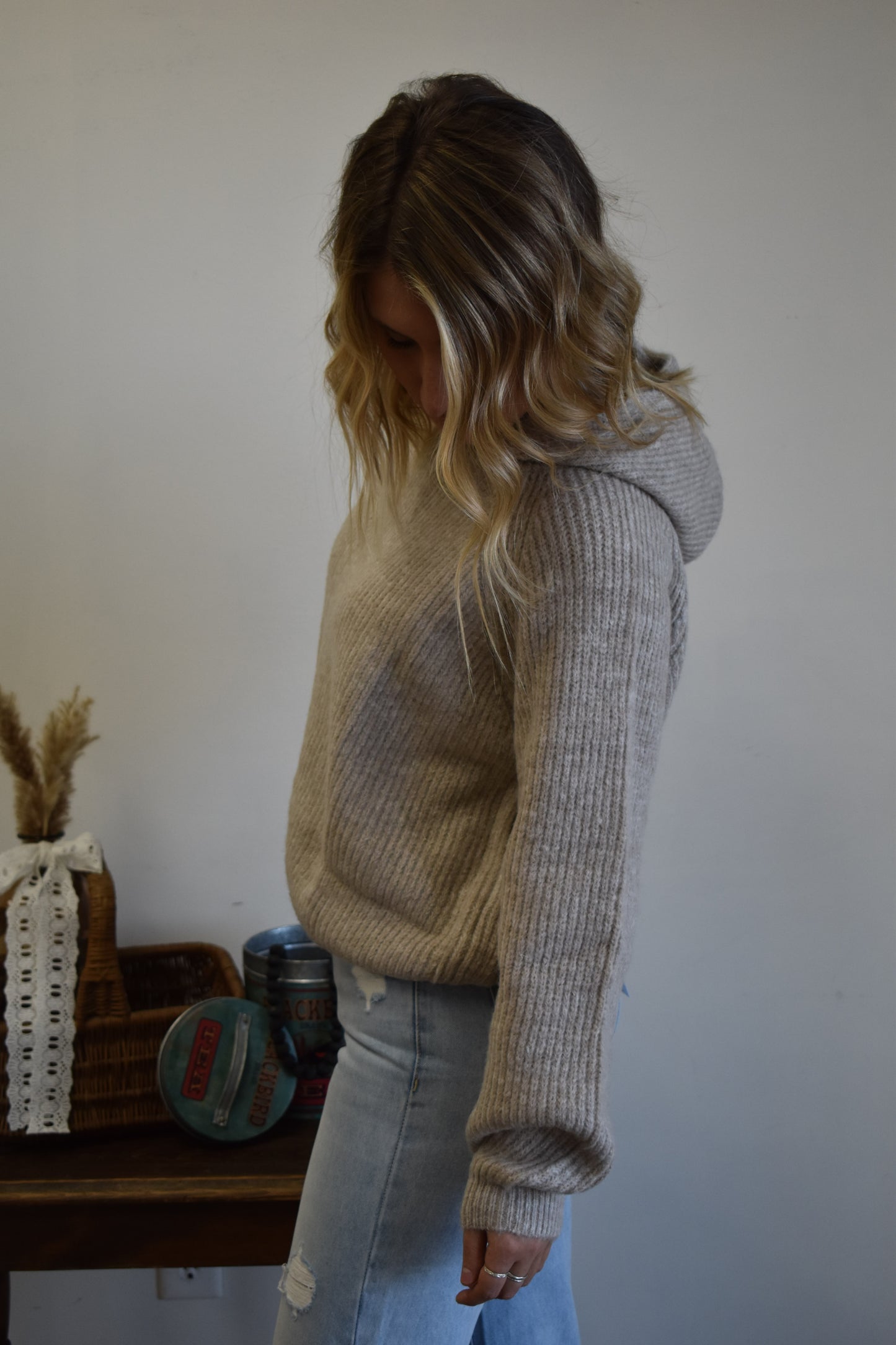 Oatmeal Knit Hoodie