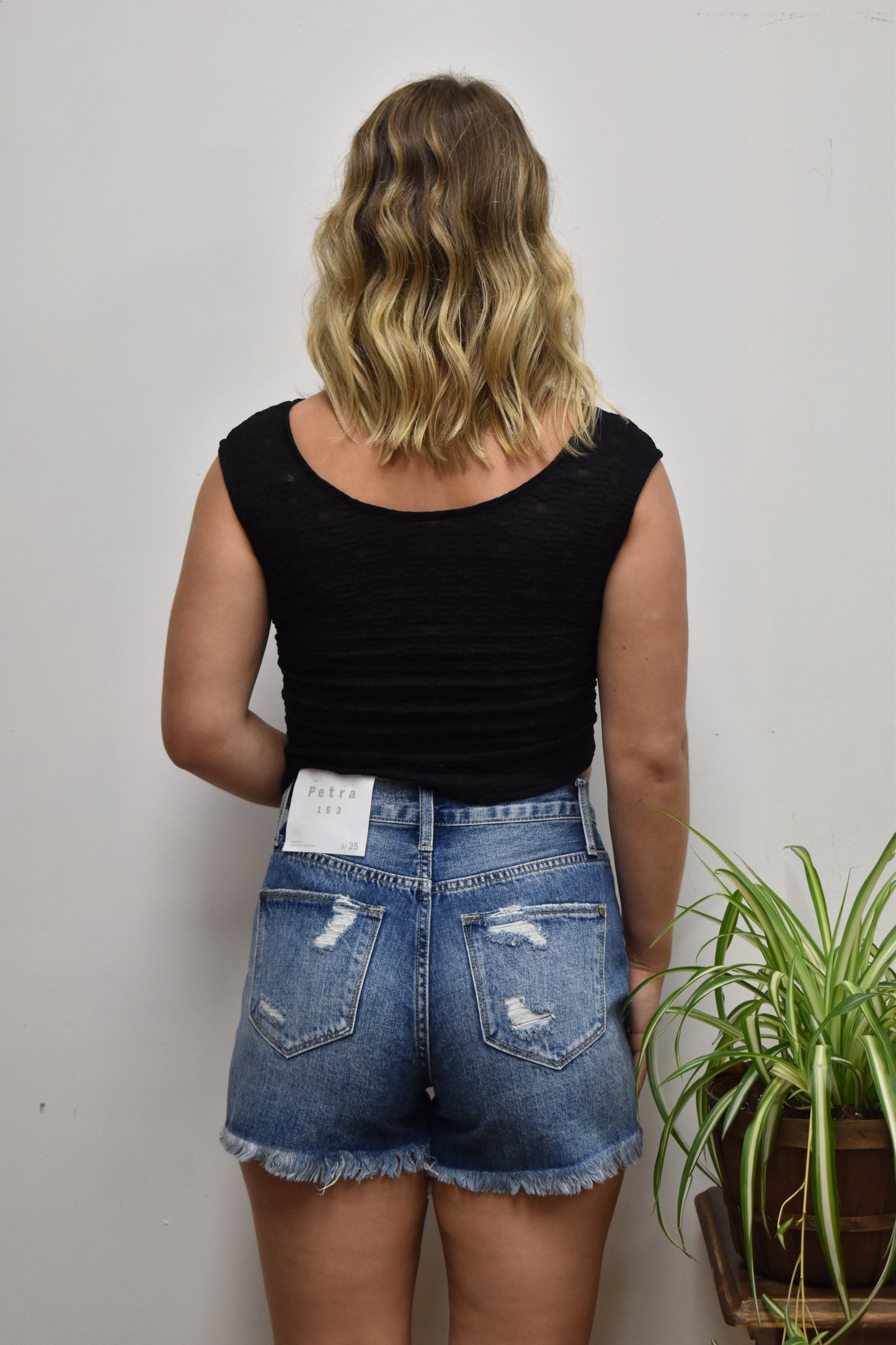 High Rise Frayed Mom Shorts