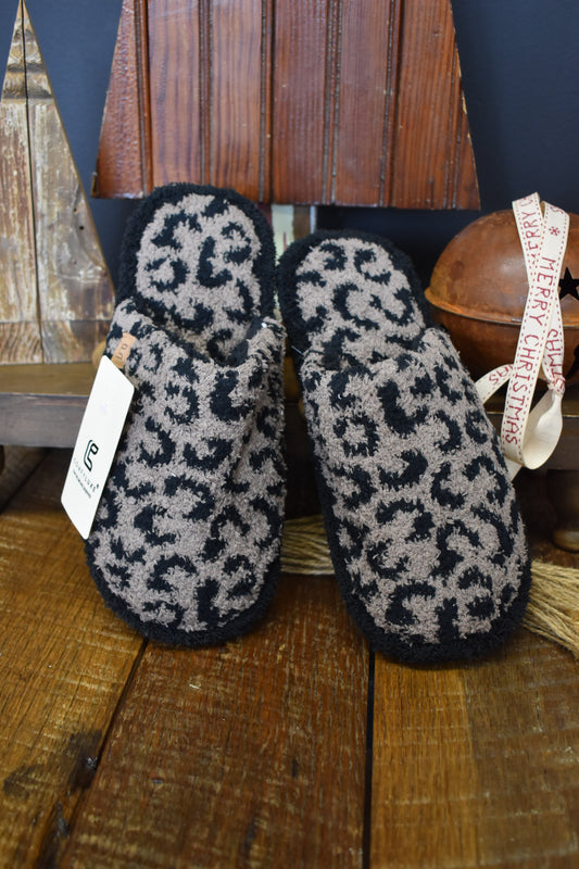 Coffee & Black Leopard Slippers