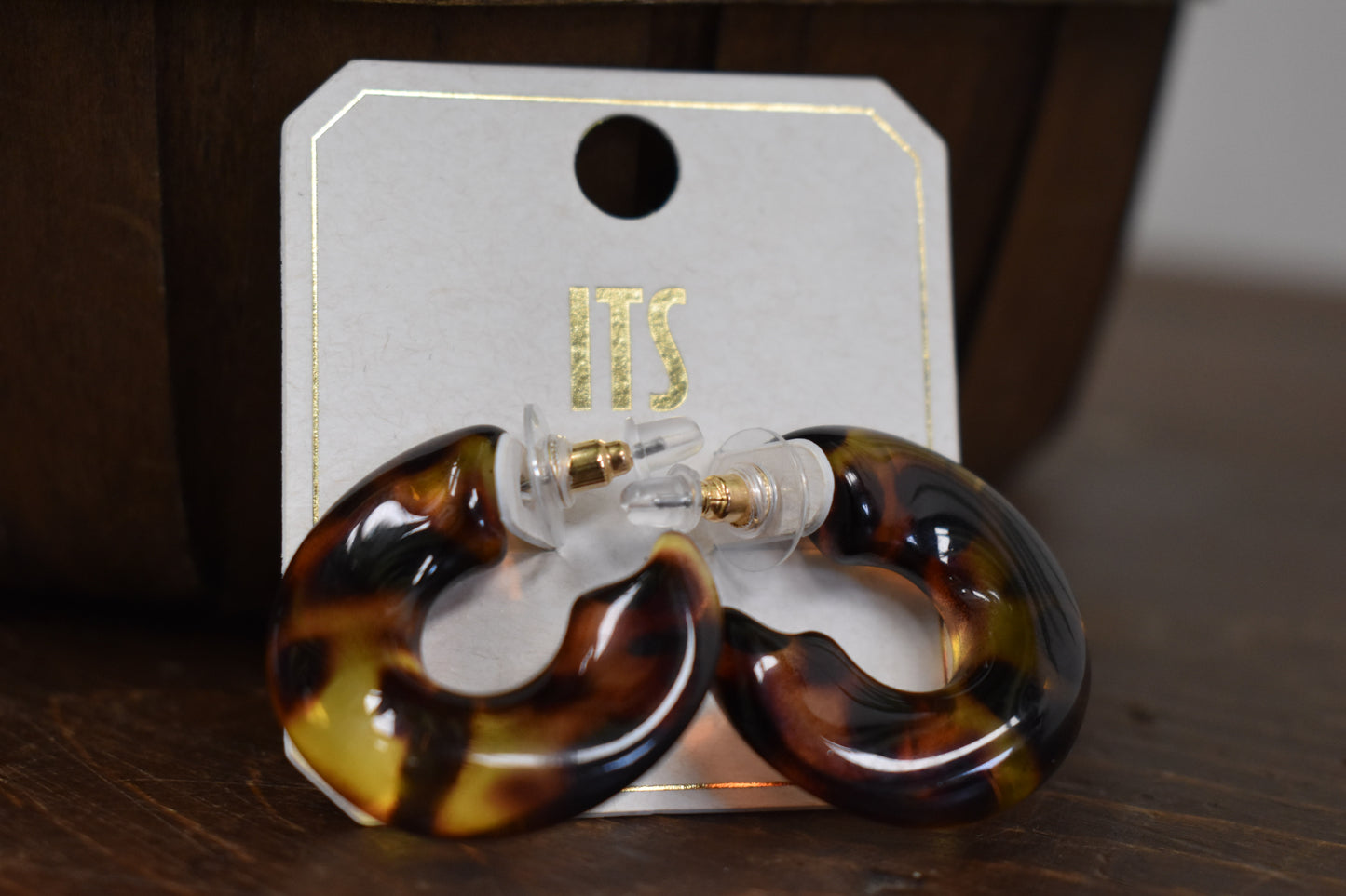 Tortoise Shell Resin Hoop Earrings