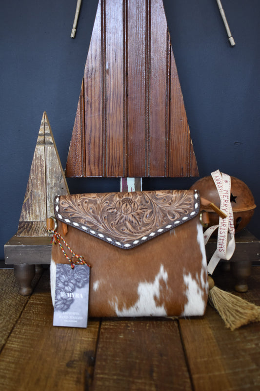 Stand-Up Cowhide Tooled Leather Purse