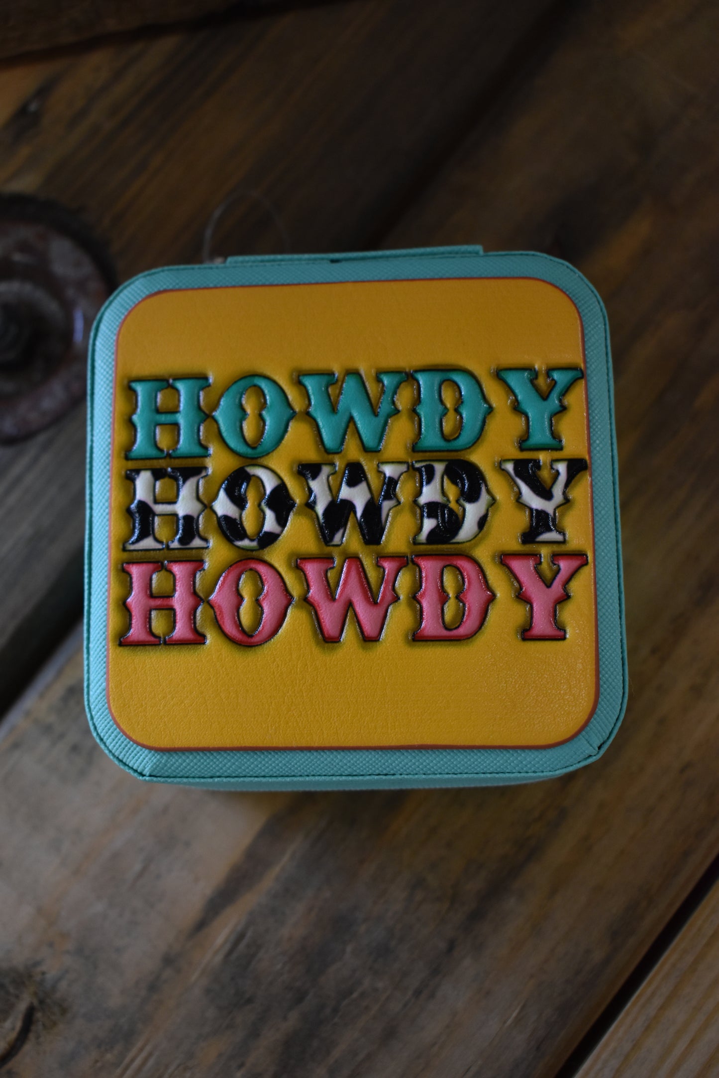 ‘Howdy’ Tooled Leather Jewelry Case