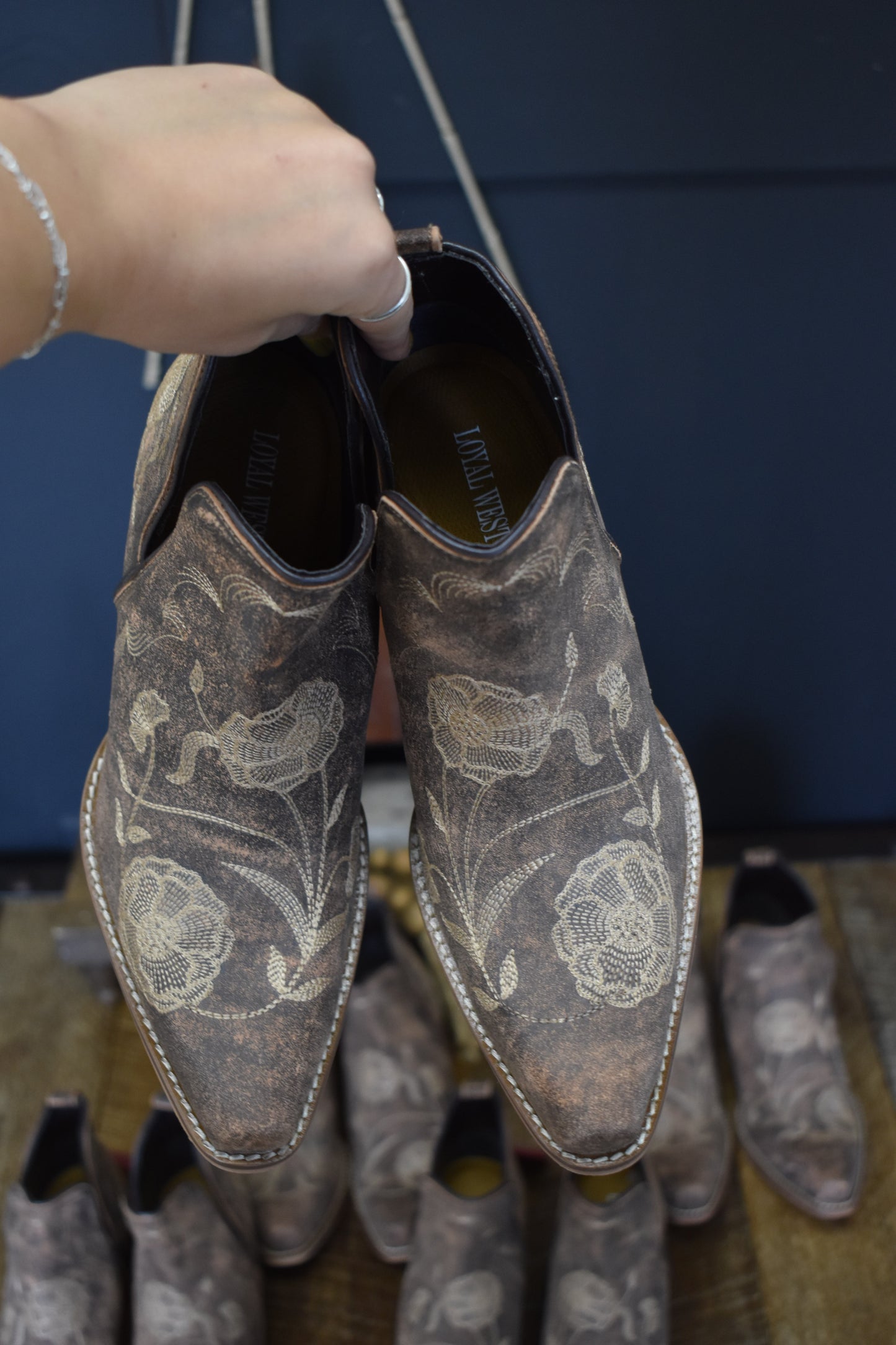 Laced Floral Stitch Booties