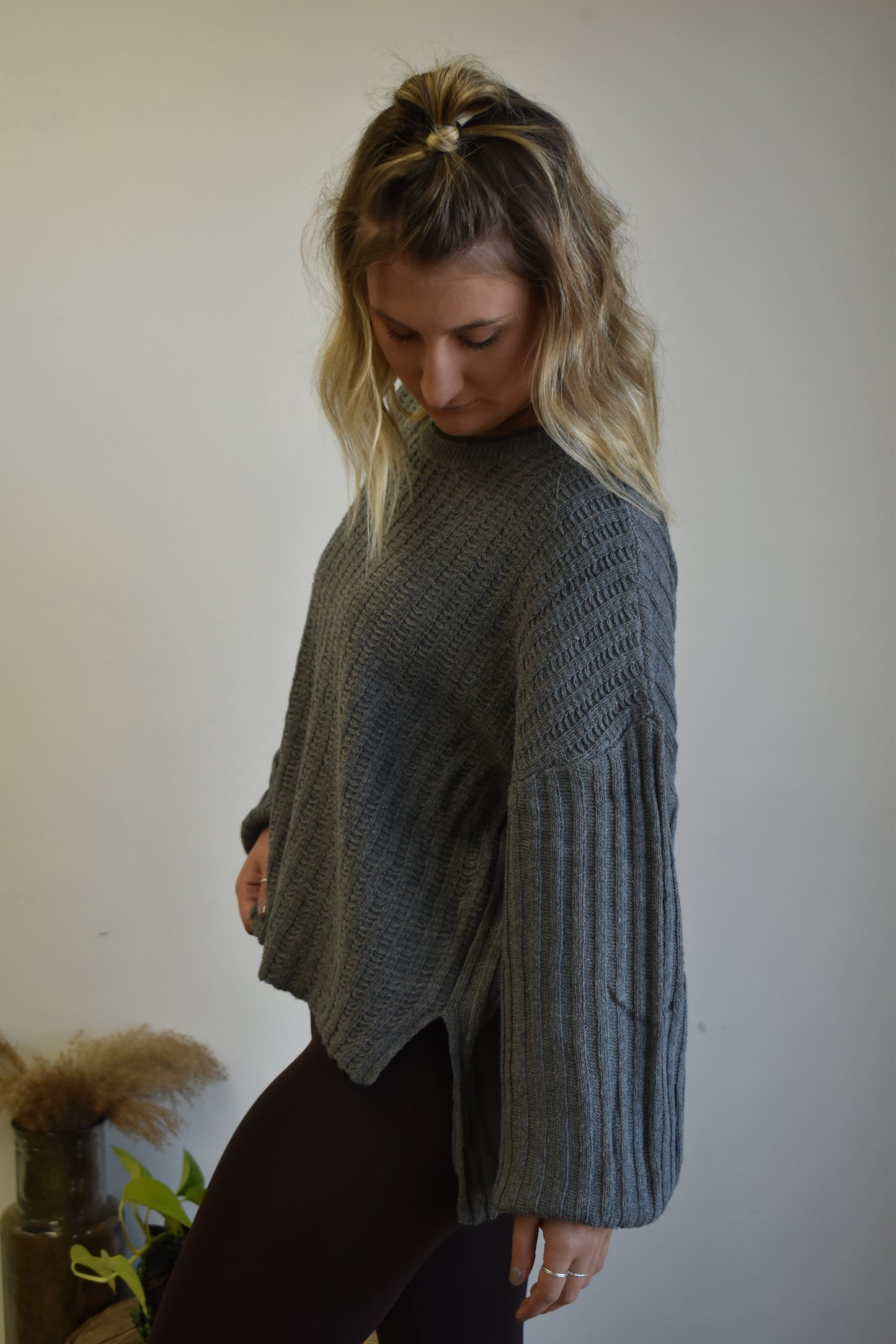 Charcoal & Olive Knit Sweater