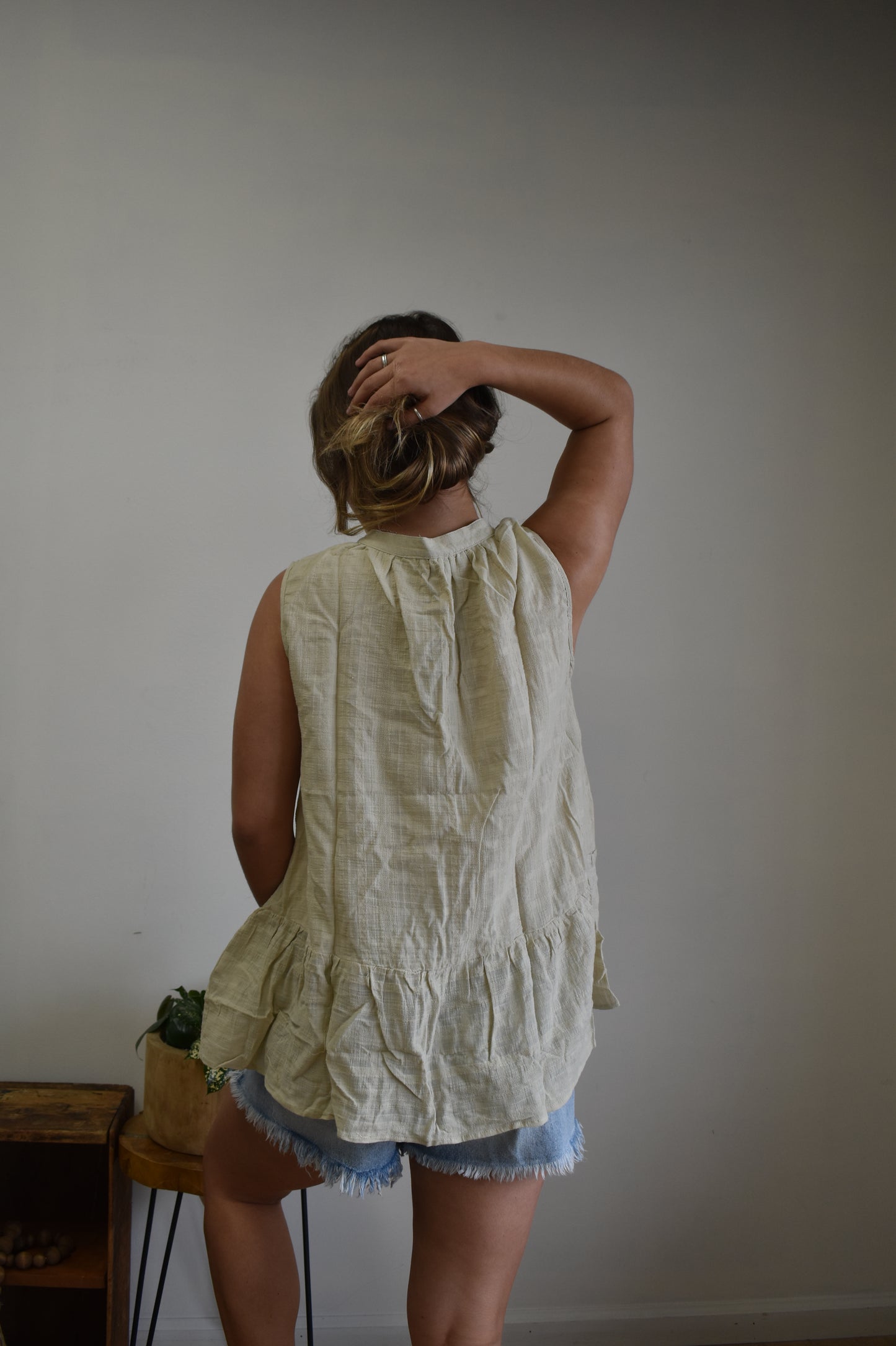 Bone Lace Linen Tank