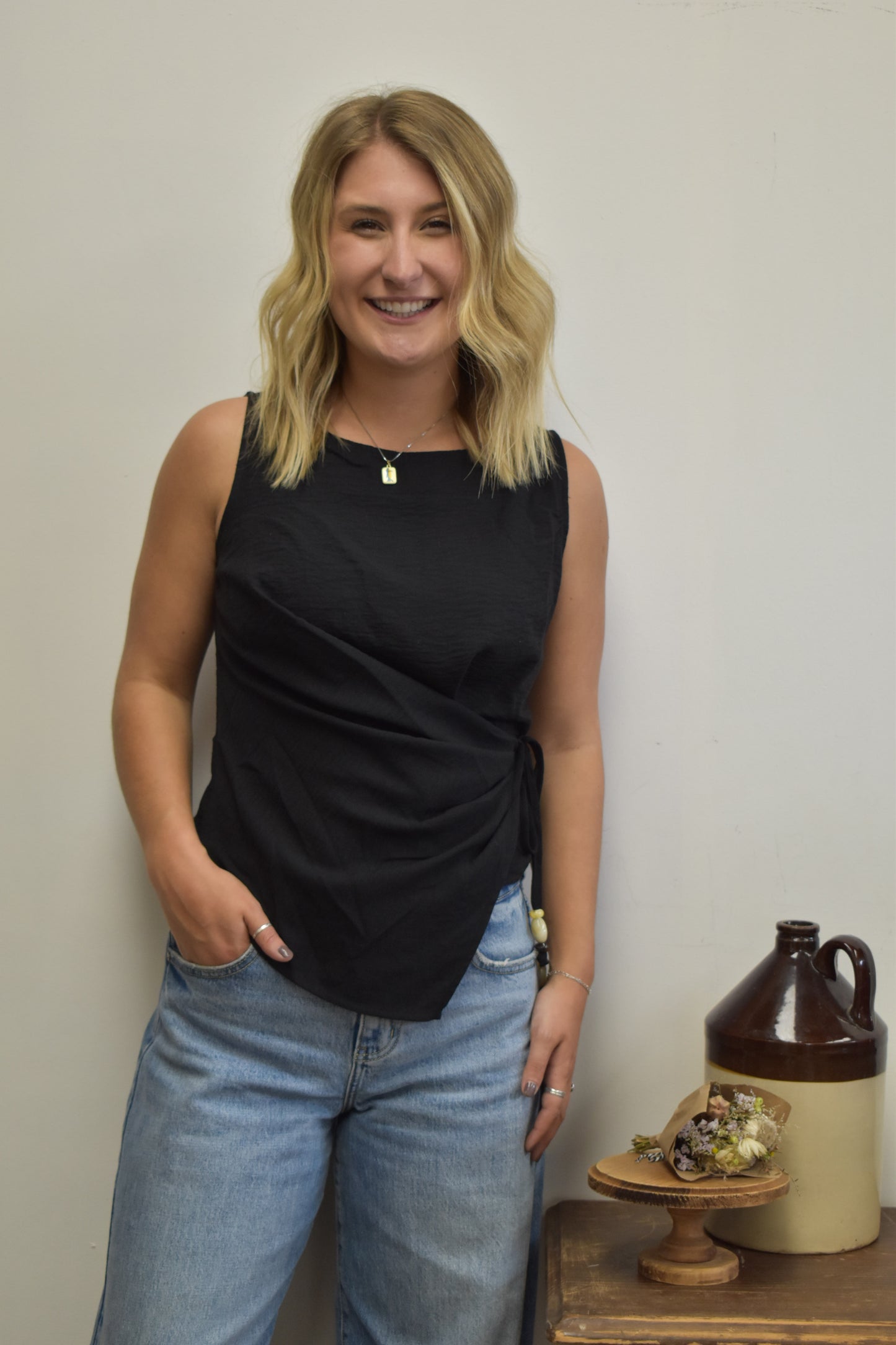 Boat Neck Beaded Tank