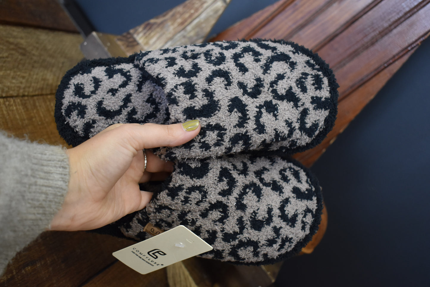 Coffee & Black Leopard Slippers