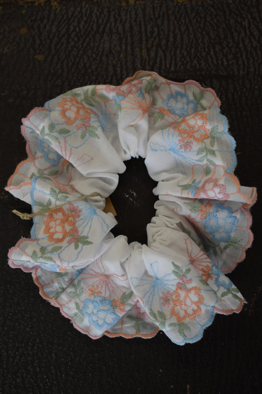 Floral Embroidered Scrunchie