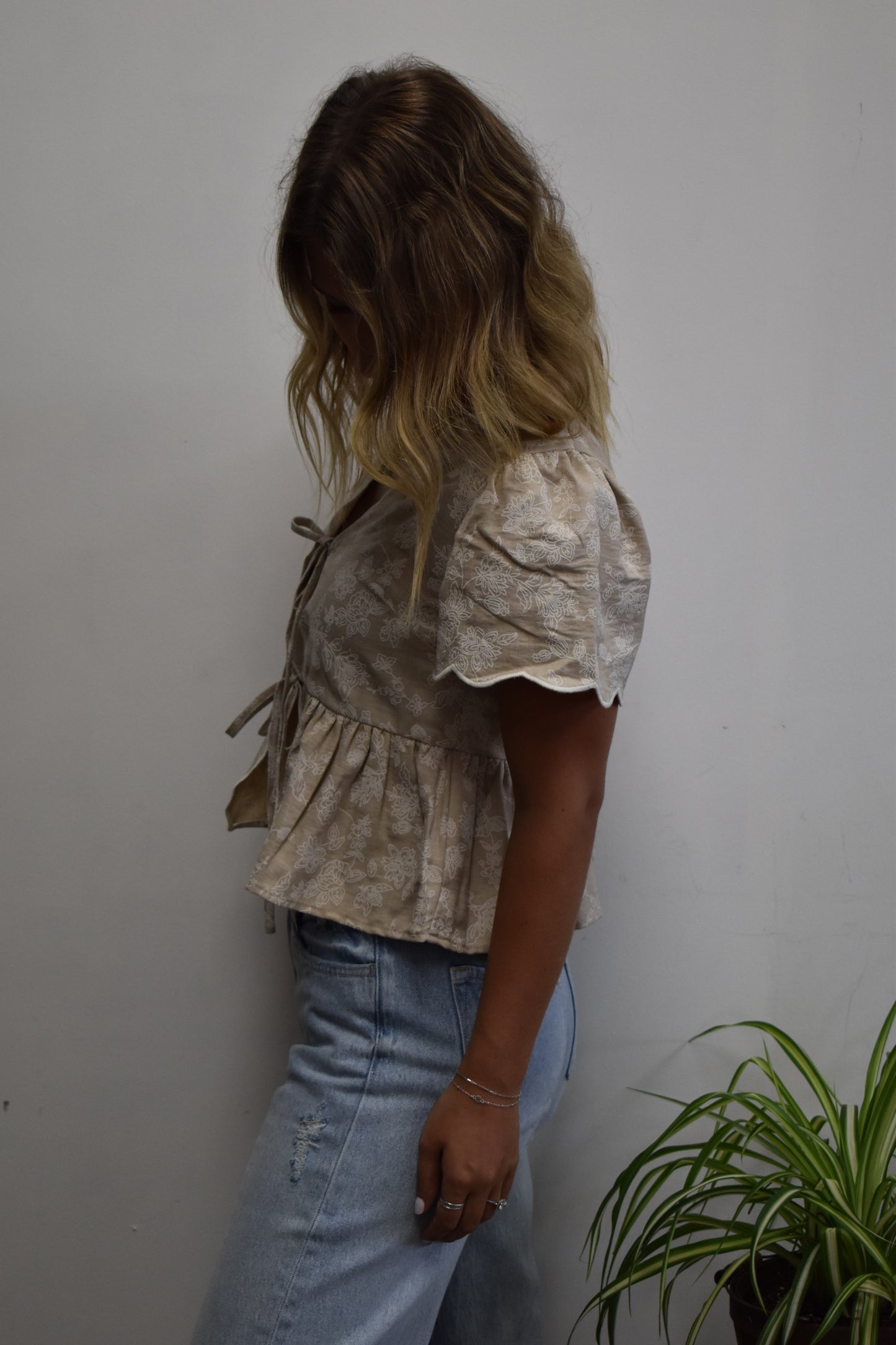 Peplum Front Tie Top