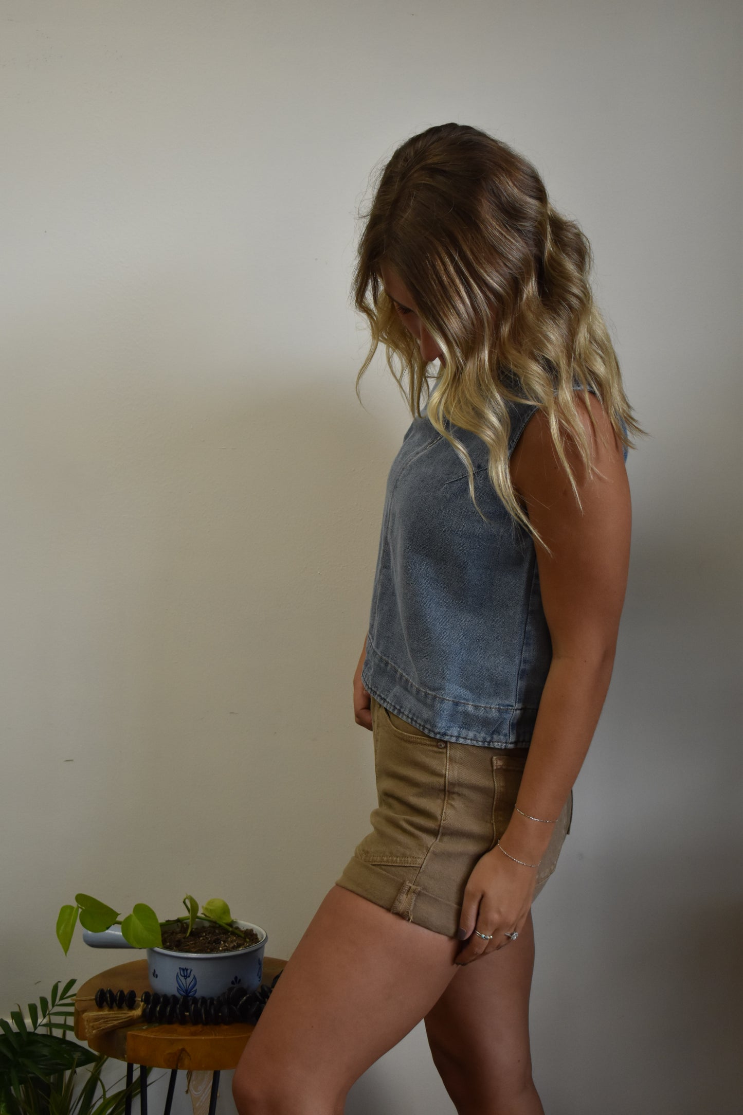 Washed Denim Sleeveless Top