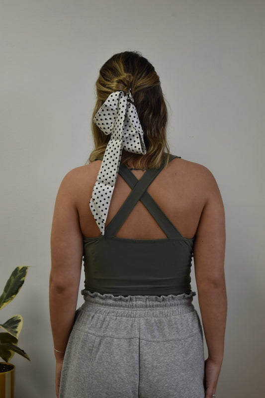 Olive Crisscross Back Ity Tank
