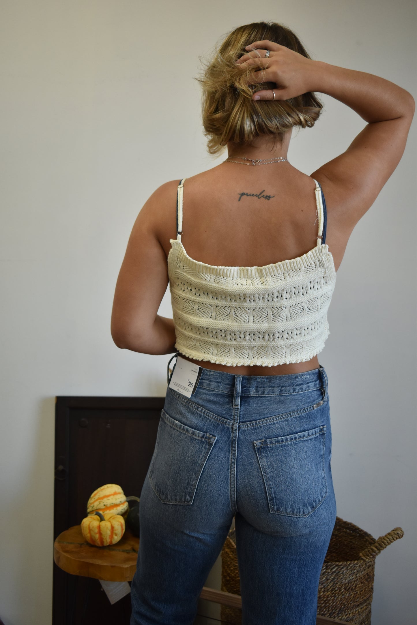 Ivory Knit Cropped Tank