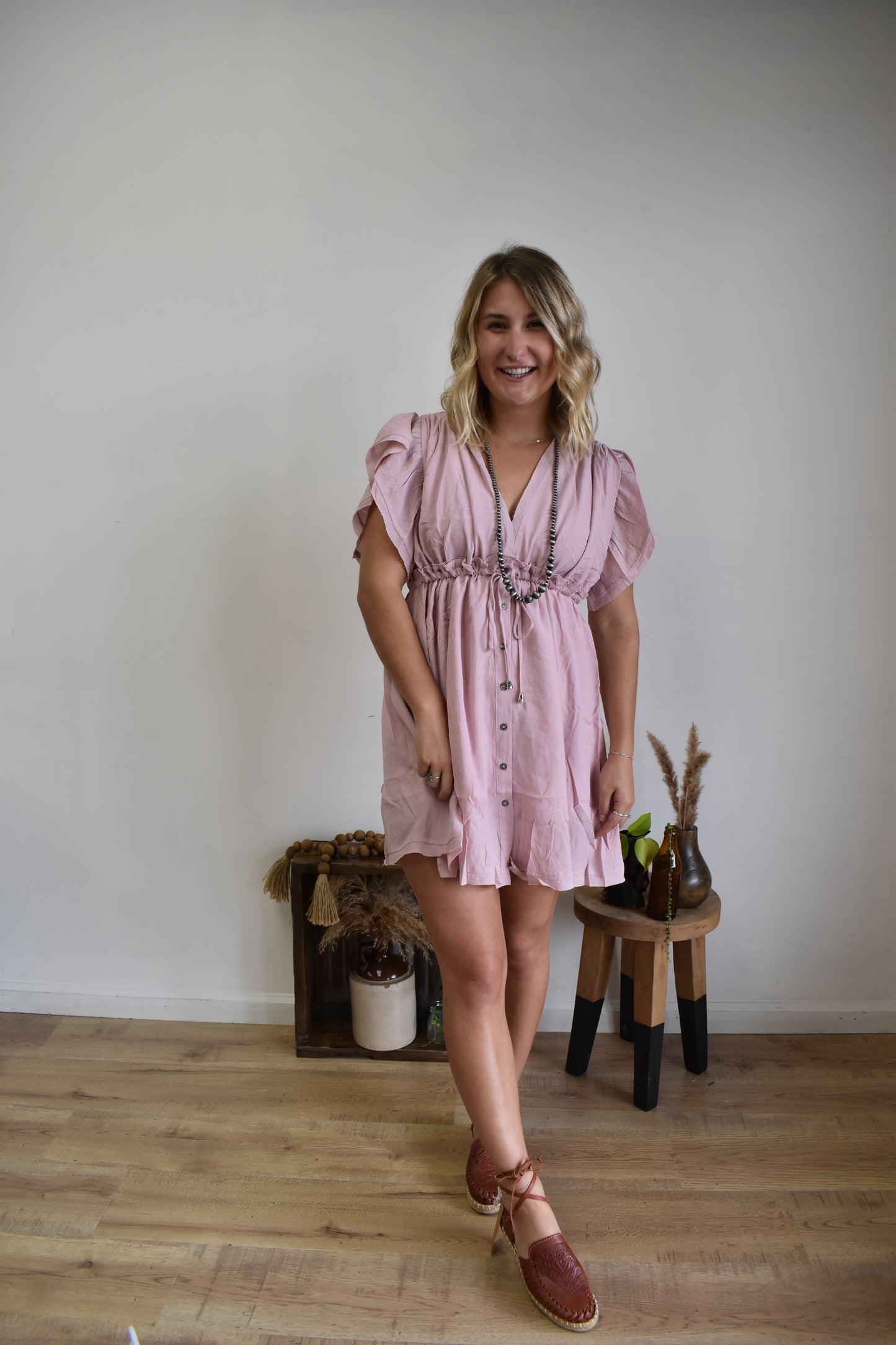 Mauve Tunic Button-Up Dress