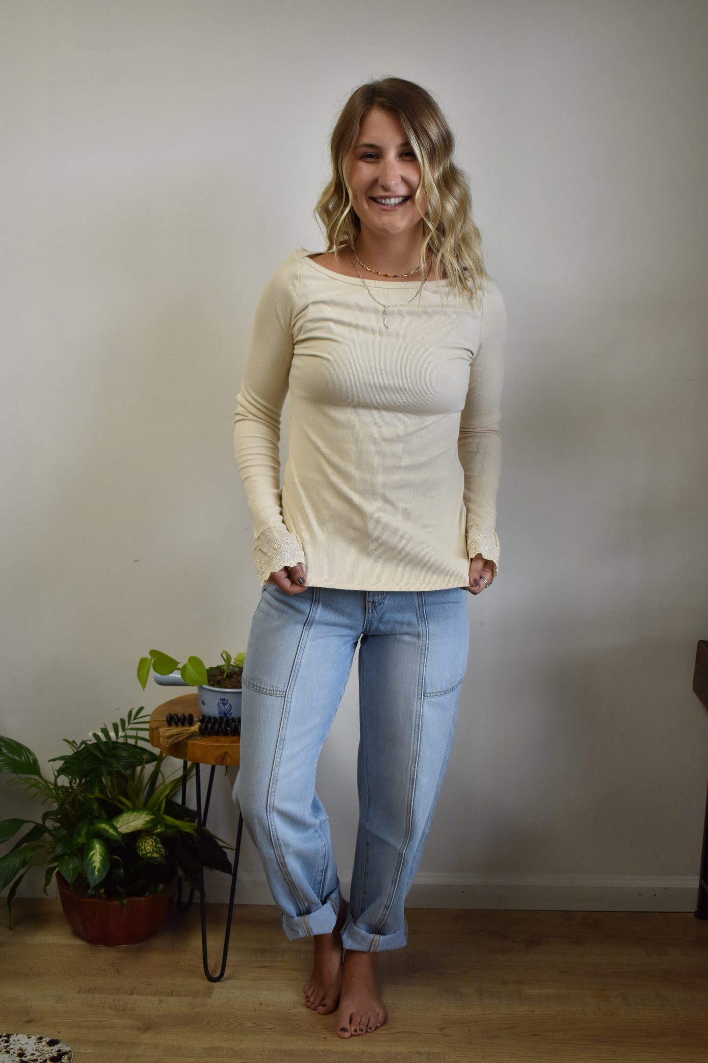 Lace Cuff Long Sleeve Top