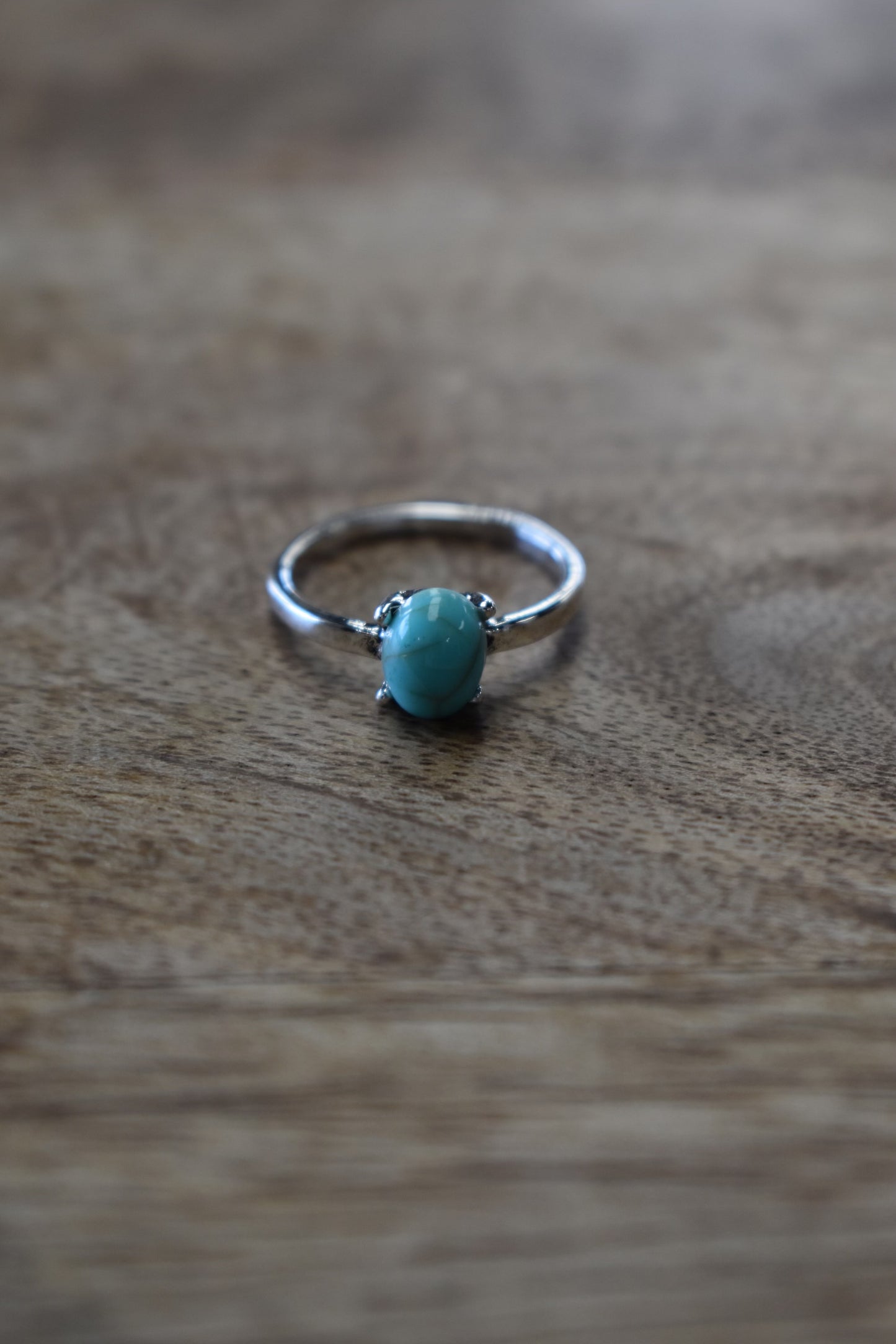 Silver Turquoise Dainty Stone Ring