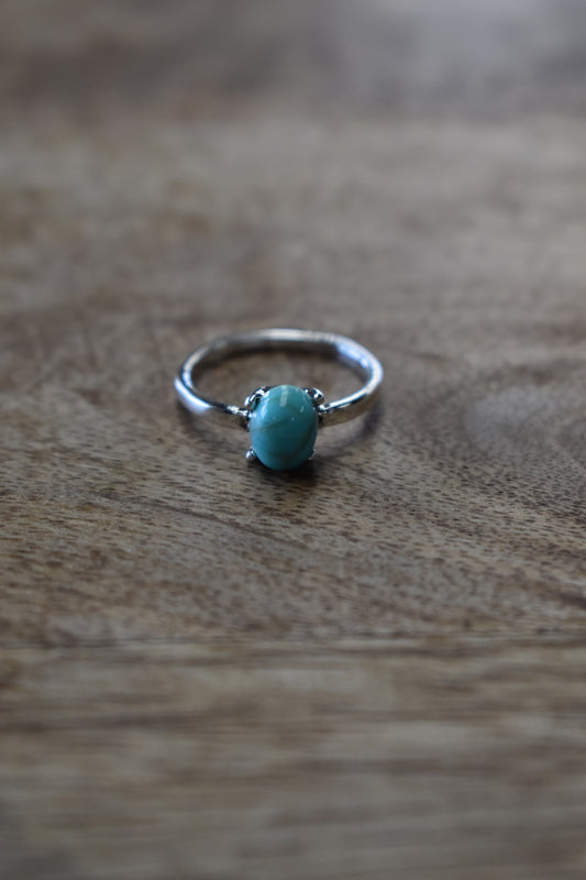 Silver Turquoise Dainty Stone Ring