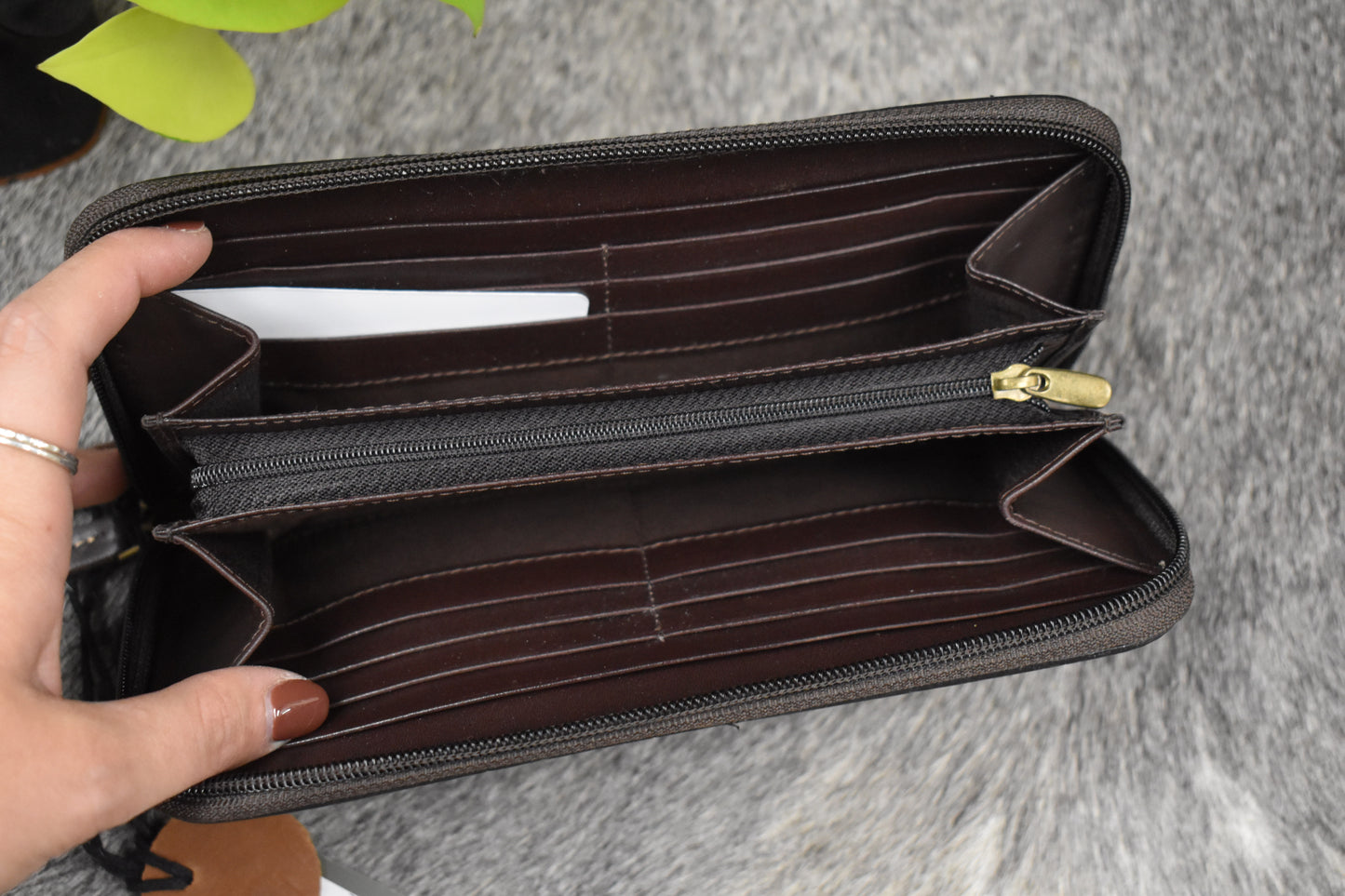 Black Leather & Floral Tooled Wallet