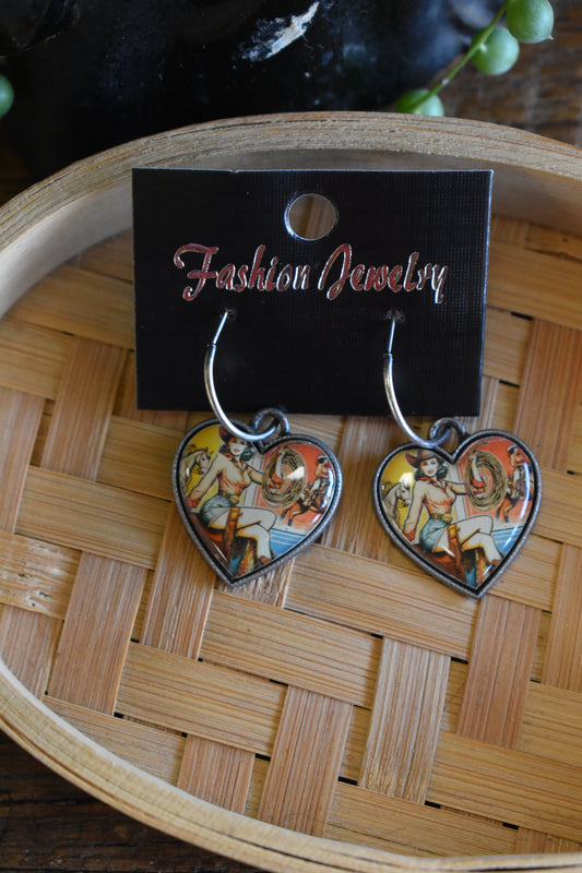 Western Cowgirl Heart Earrings