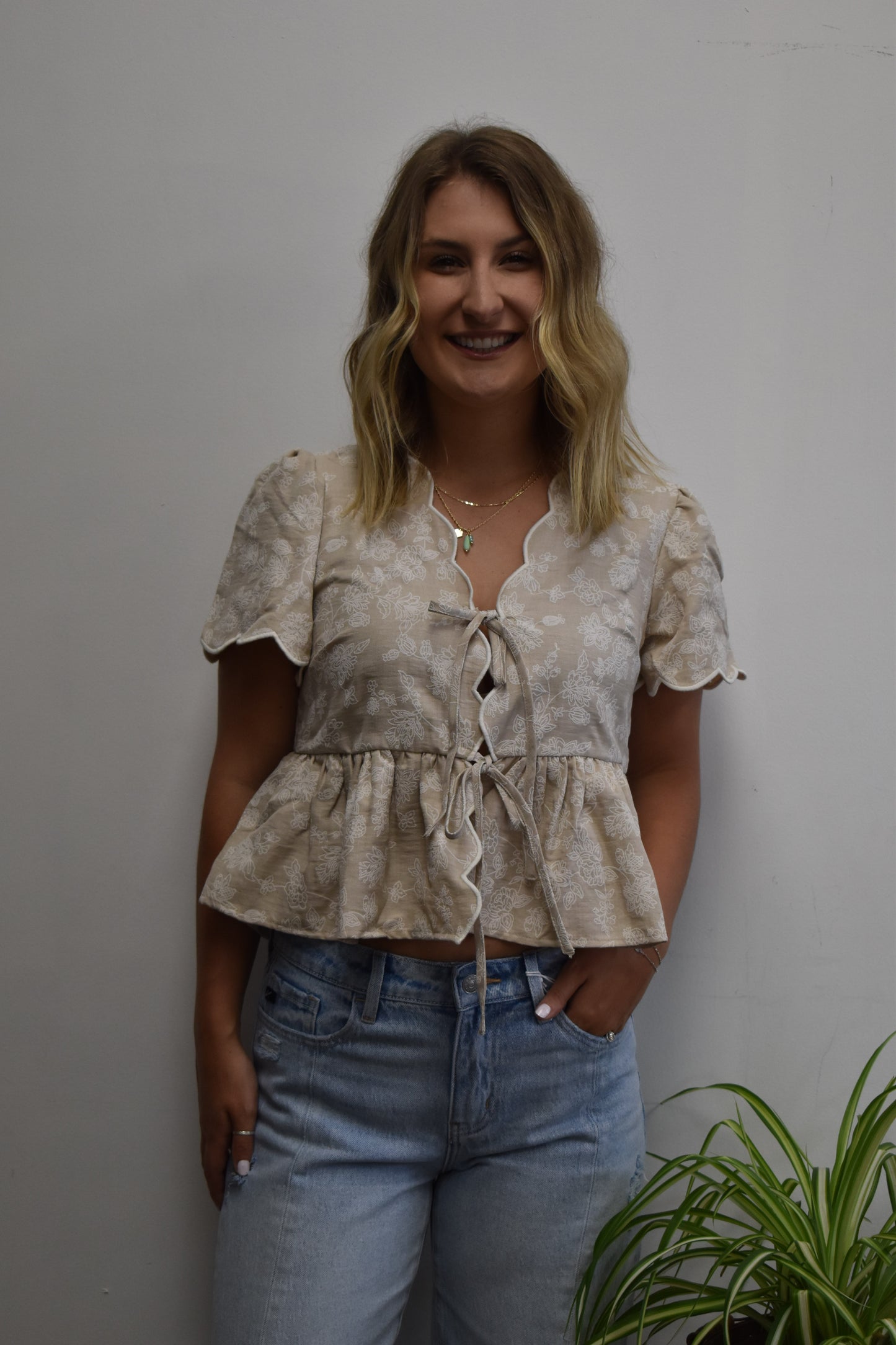 Peplum Front Tie Top