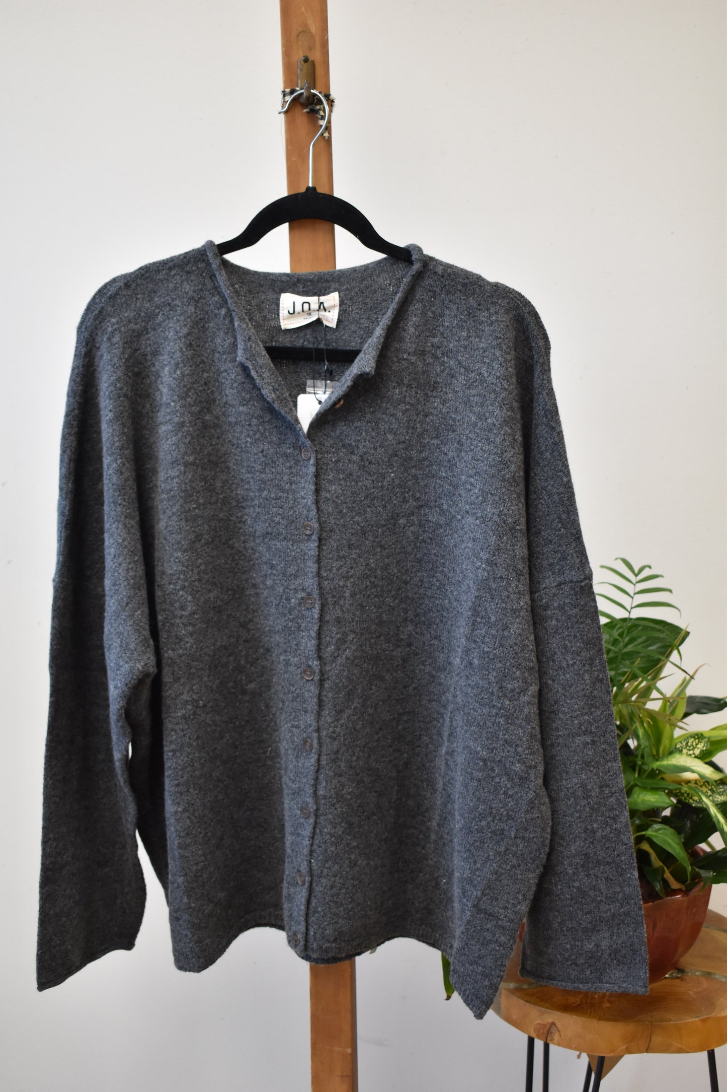 Plus Charcoal Button Down Cardigan