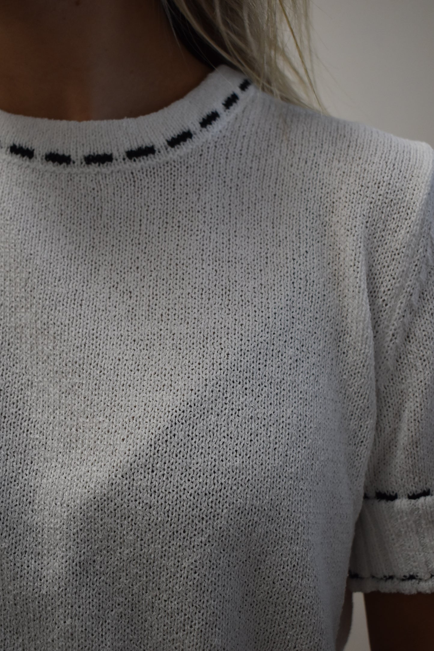 Saddle Stitch Short Sleeve Sweater