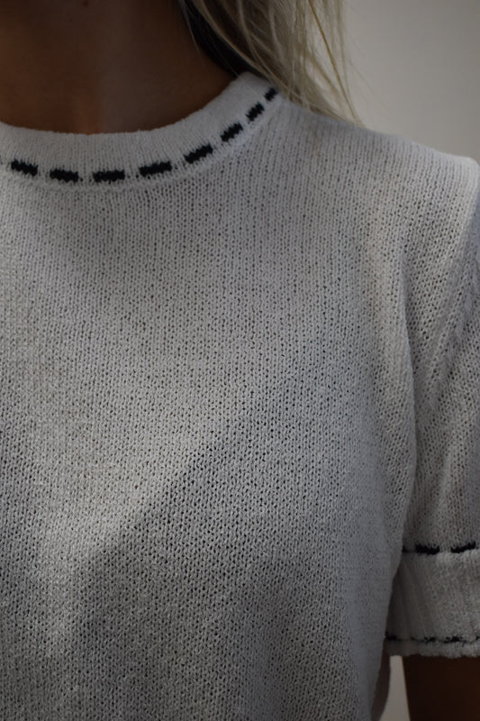 Saddle Stitch Short Sleeve Sweater