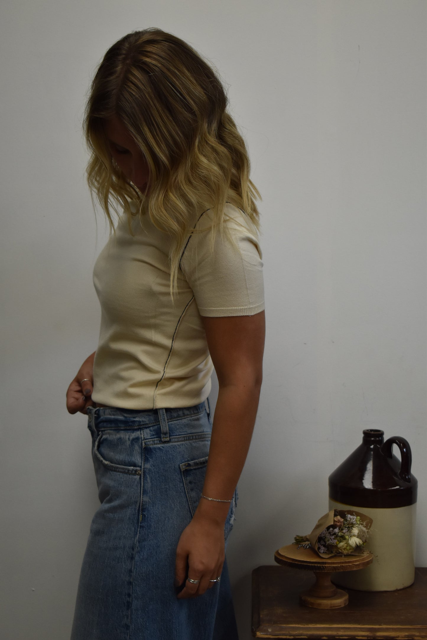 Cream Knit Top