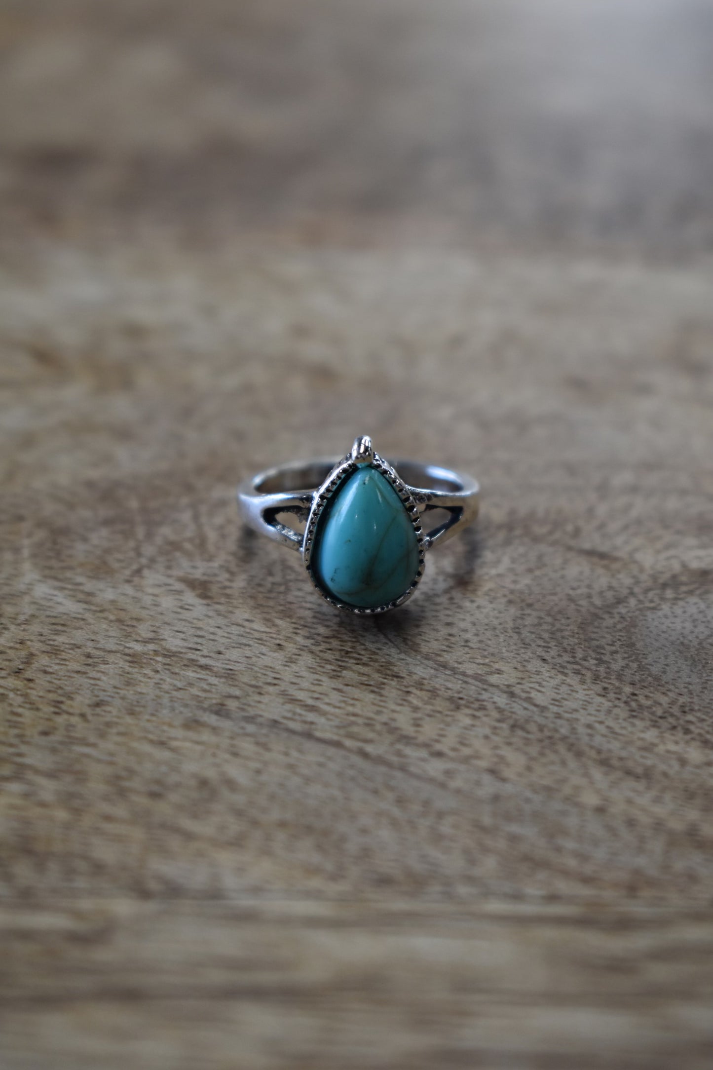 Silver Turquoise Teardrop Ring