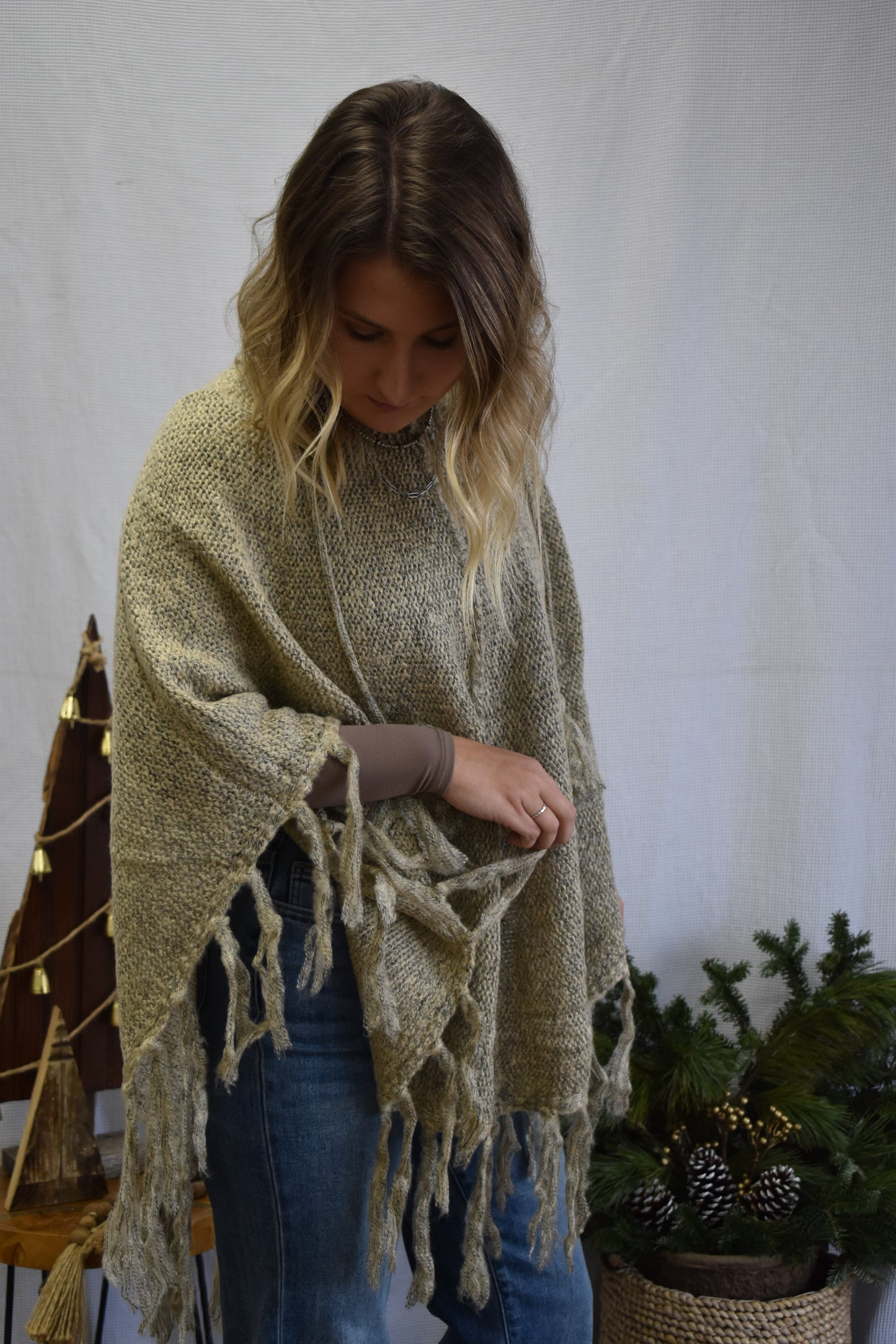Oatmeal Knitted Poncho