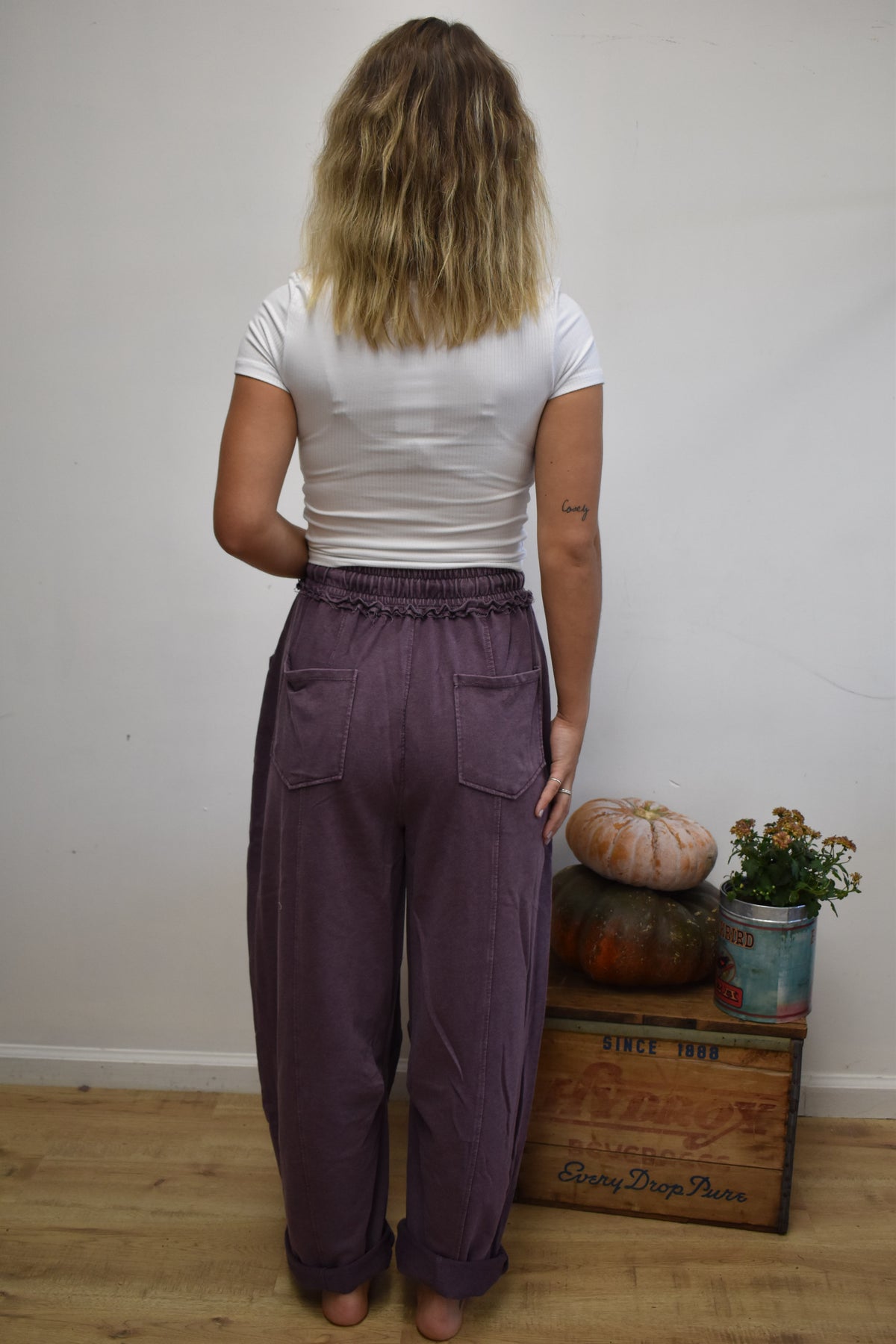 Plum Washed Barrel Joggers
