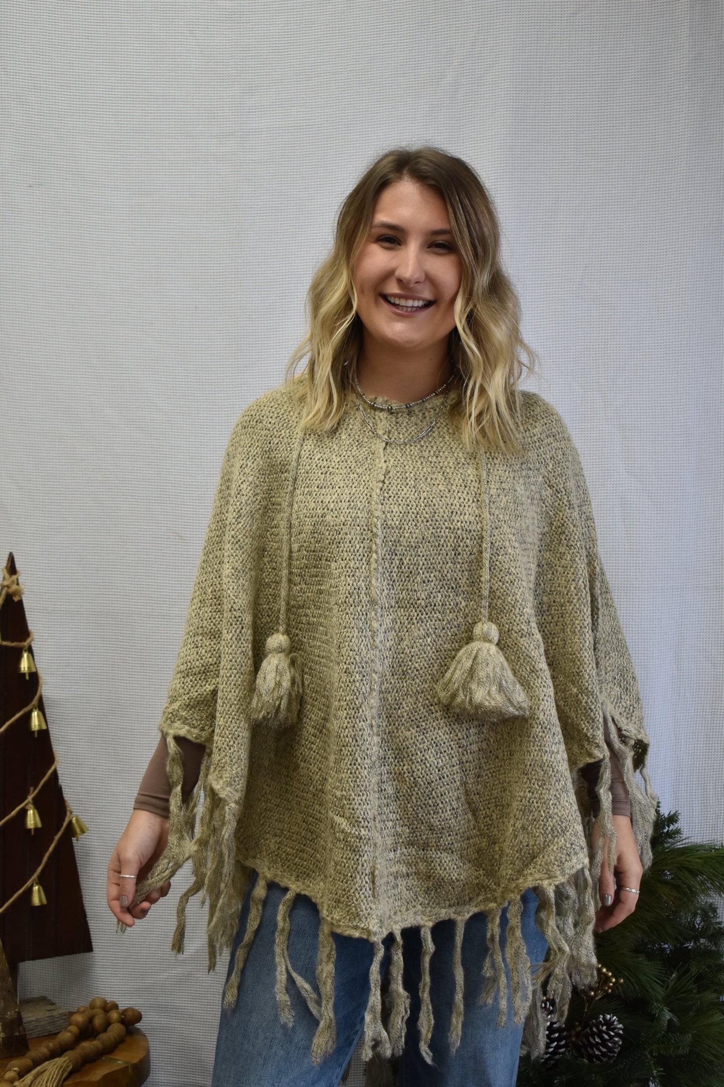 Oatmeal Knitted Poncho