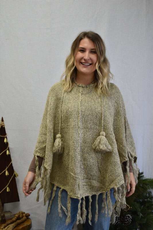 Oatmeal Knitted Poncho
