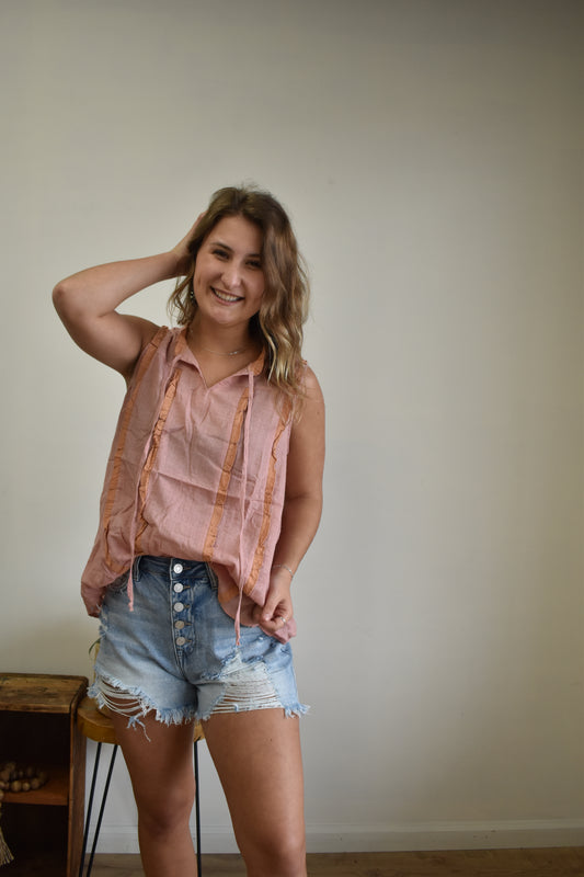 Pinky Peach Ruffle Tank