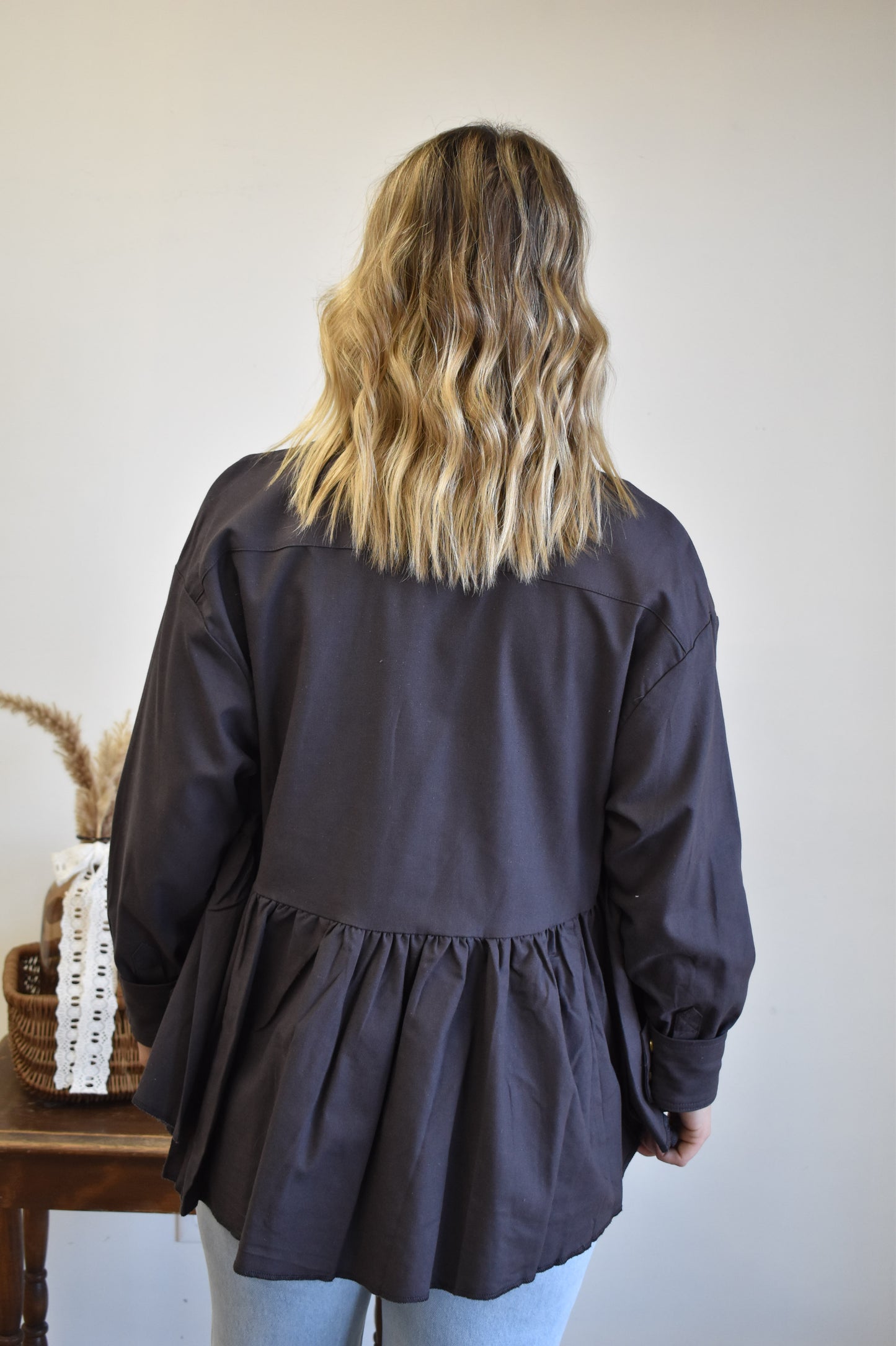 Charcoal Ruffle Jacket
