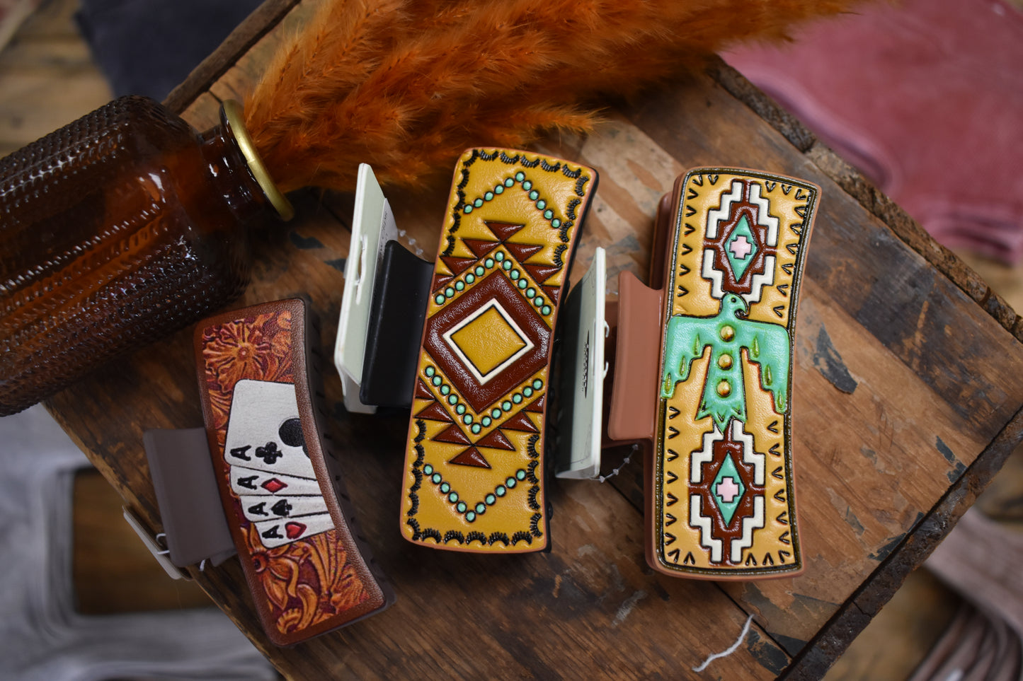 Western Leather Claw Clips