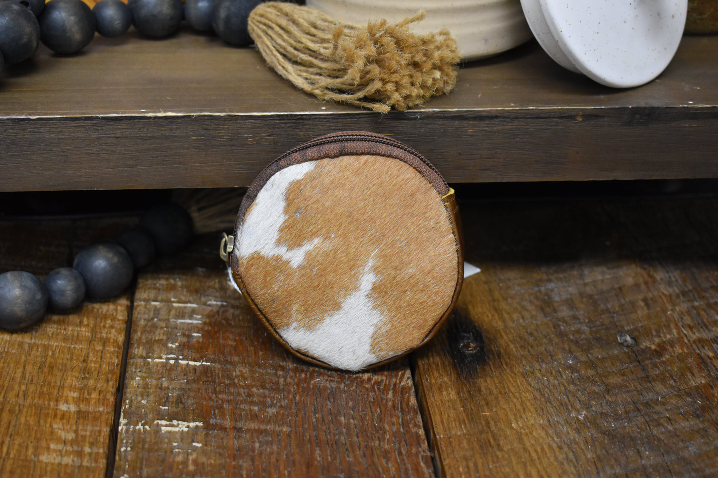 Cowhide Circle Coin Pouch