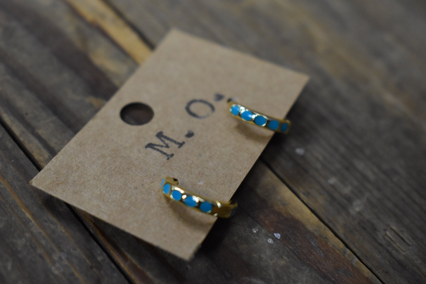 Gold & Turquoise Hoop Earrings