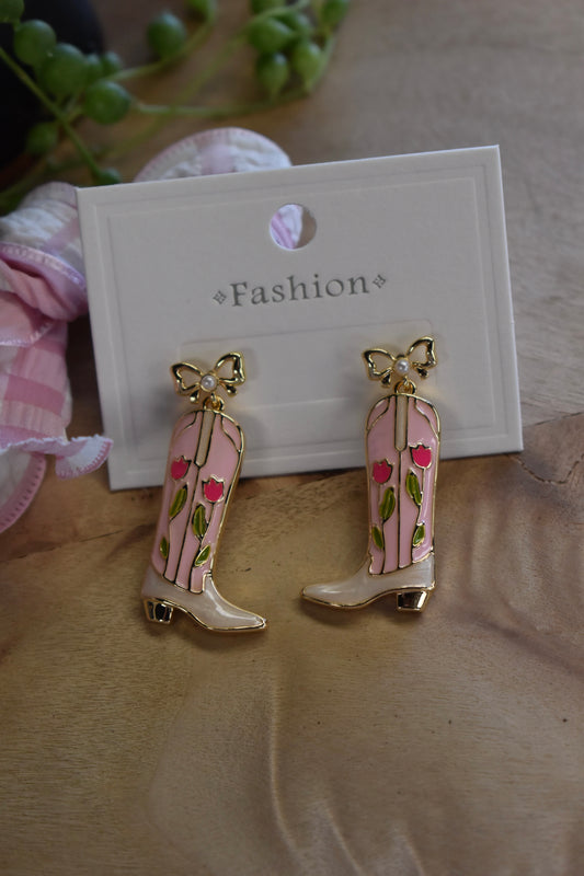 Rose Cowgirl Boot Post Earrings