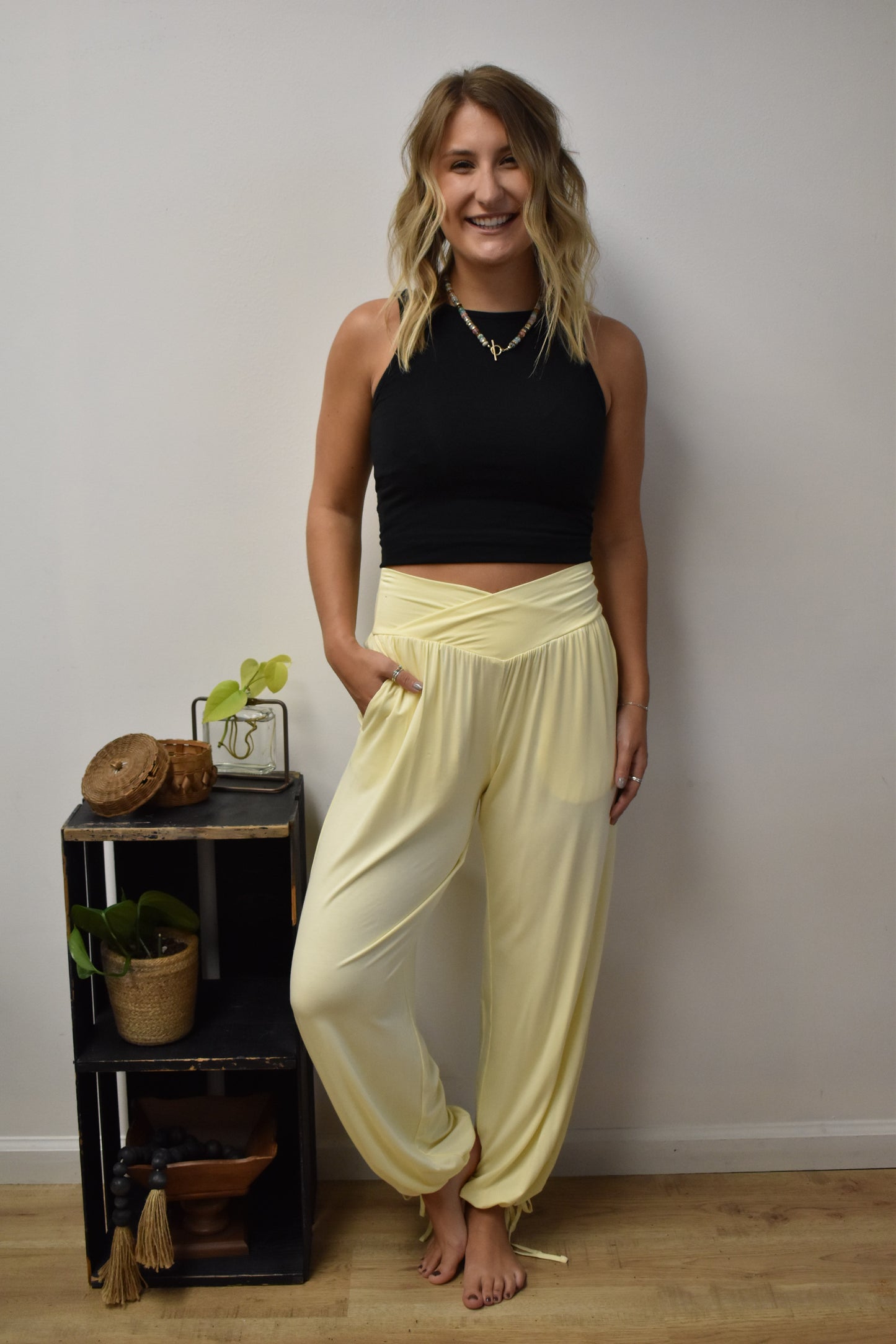 V Cross-Over Joggers: Lemon