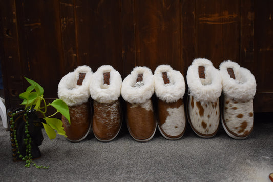 BR&W Cowhide Slippers