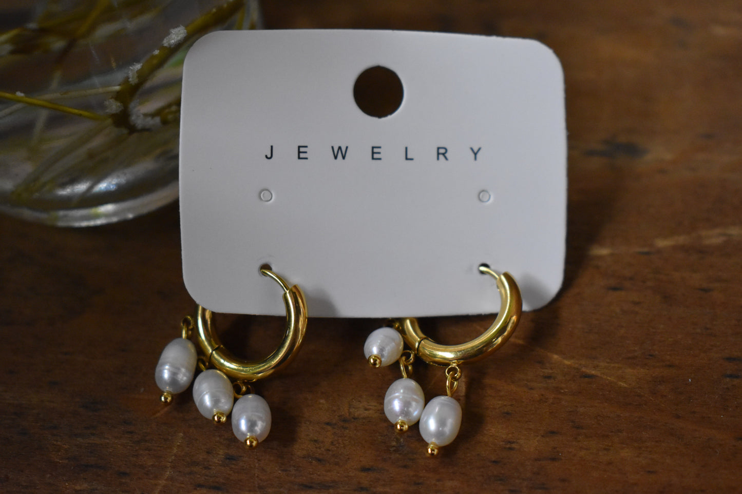 Dainty Triple Pearl Earrings
