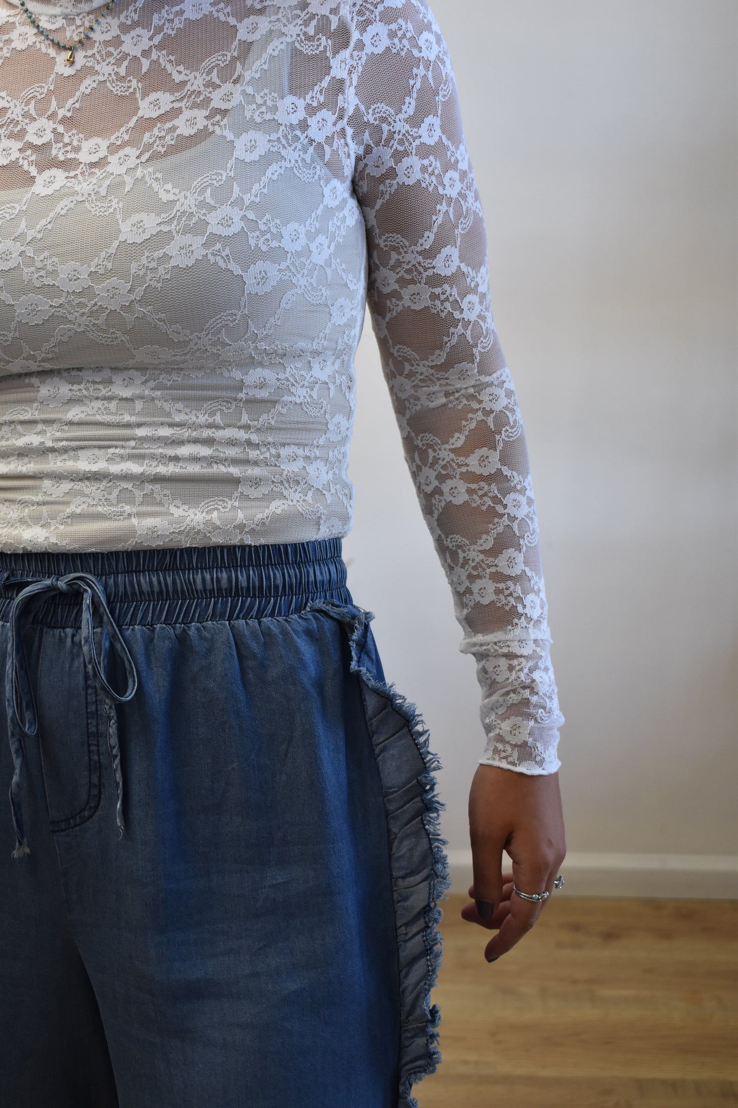 Ruffle Wide Leg Trousers