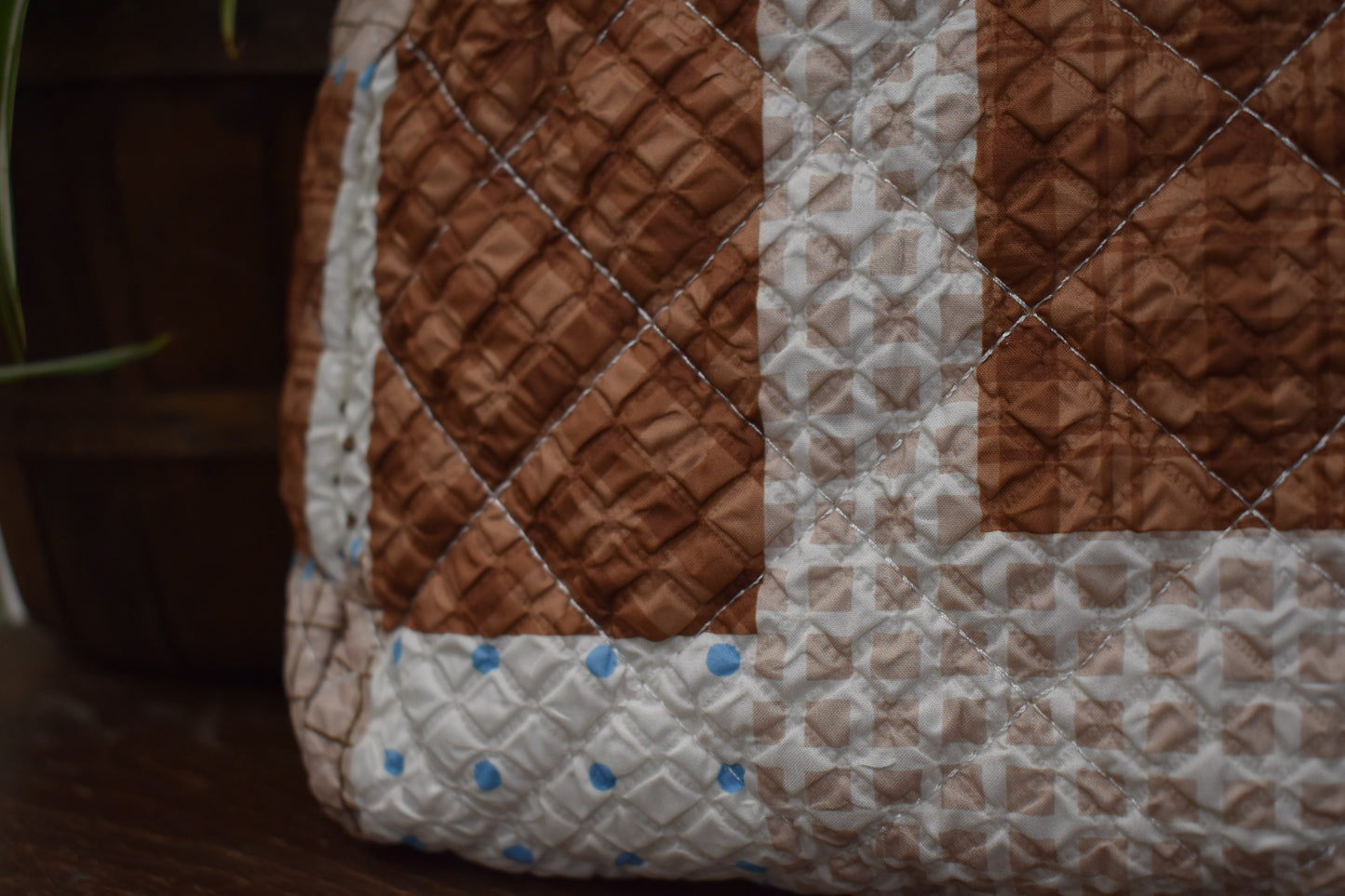 Mocha Patchwork Makeup Bag