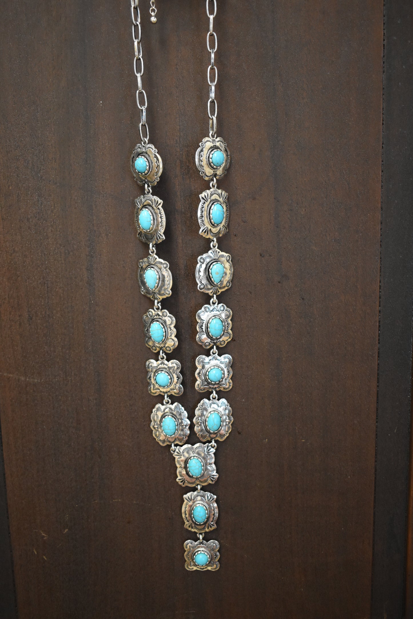 Turquoise Concho Lariat Necklace