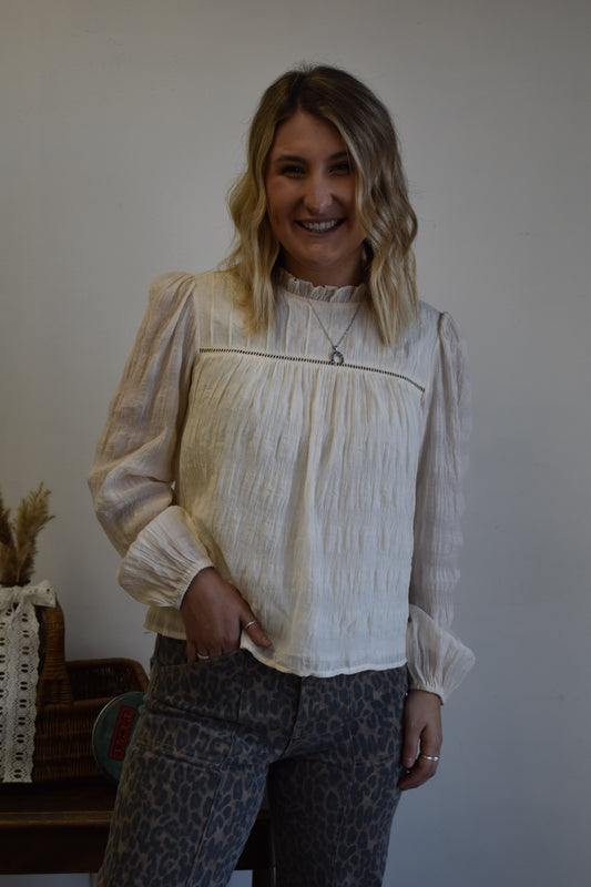 Ivory Mock Neck Blouse