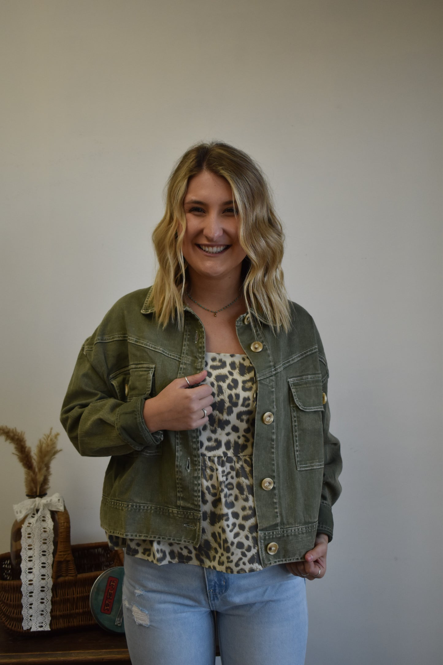 Olive Washed Denim Jacket