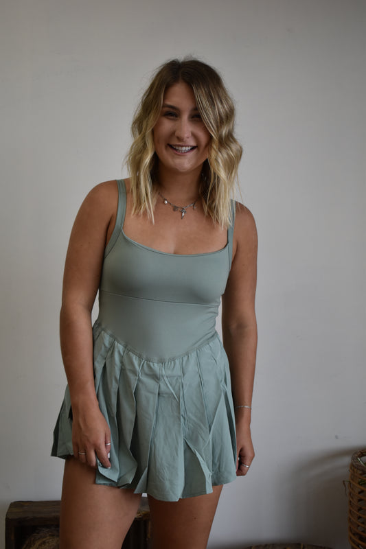 Sage Athletic Romper Dress
