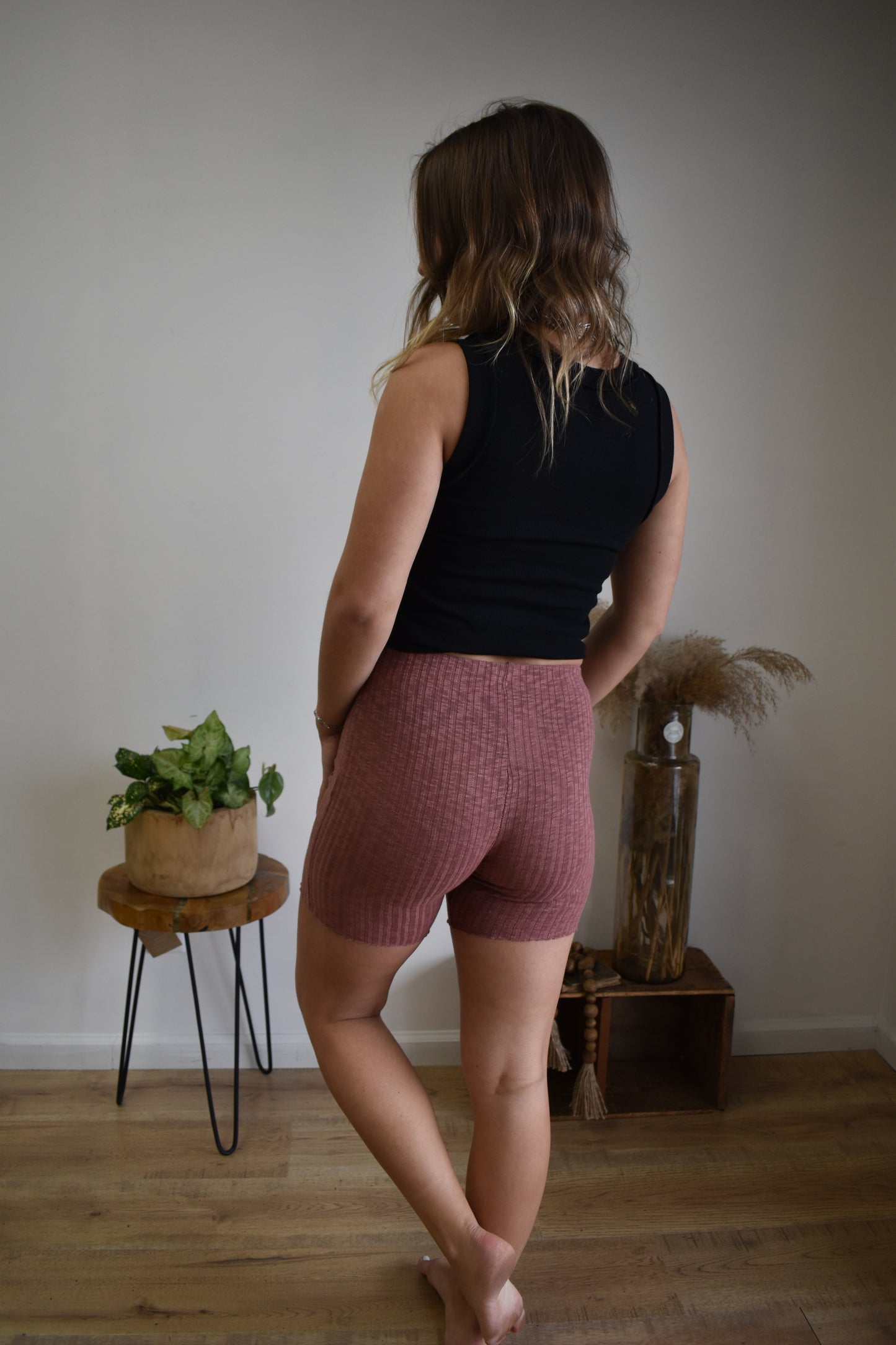 Knit Flora Biker Shorts - Mauve